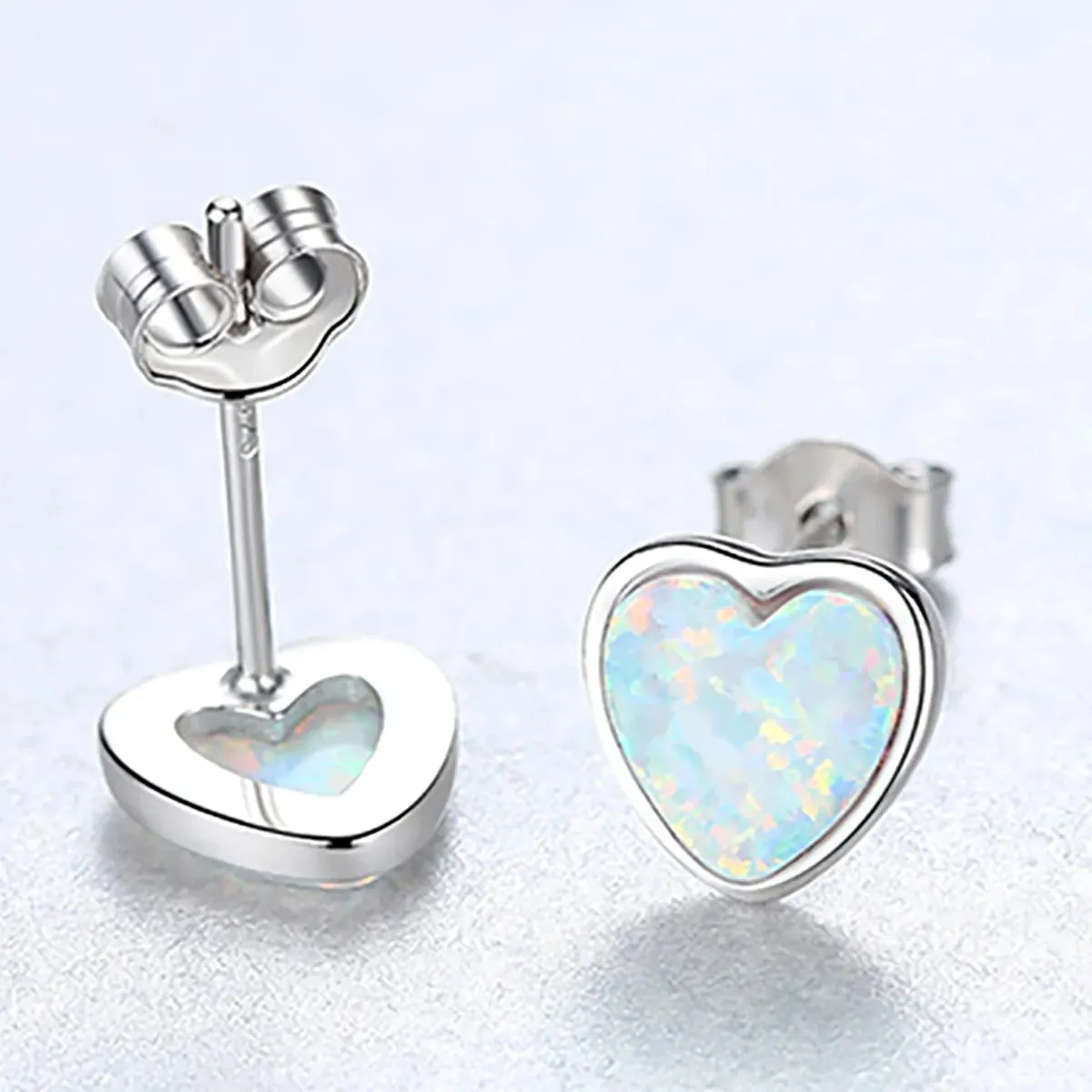 1 Pair Elegant Simple Style Heart Shape Plating Sterling Silver Ear Studs