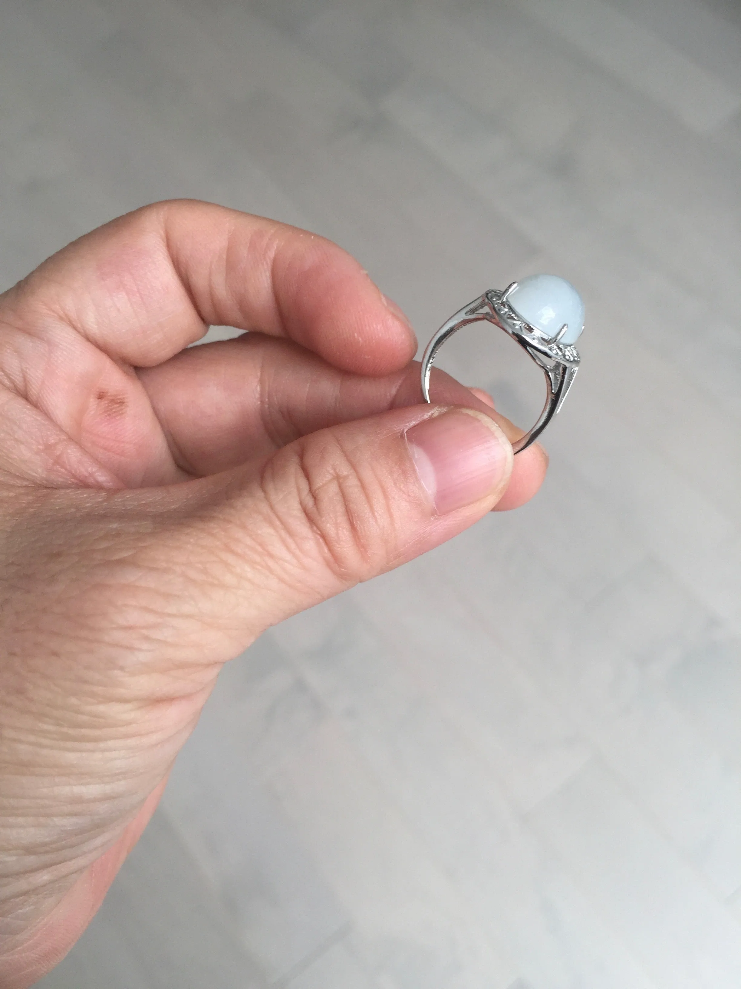 100% natural type A white four-prong jadeite jade ring BP138