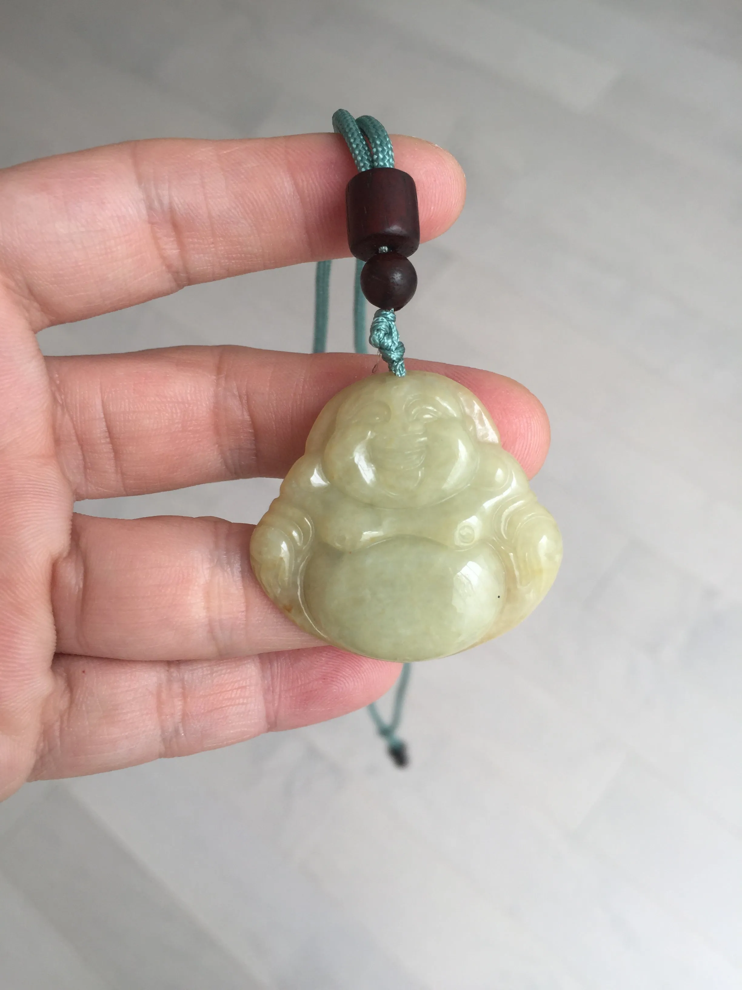 100% Natural type A yellow green happy buddha jadeite Jade pendant AX159
