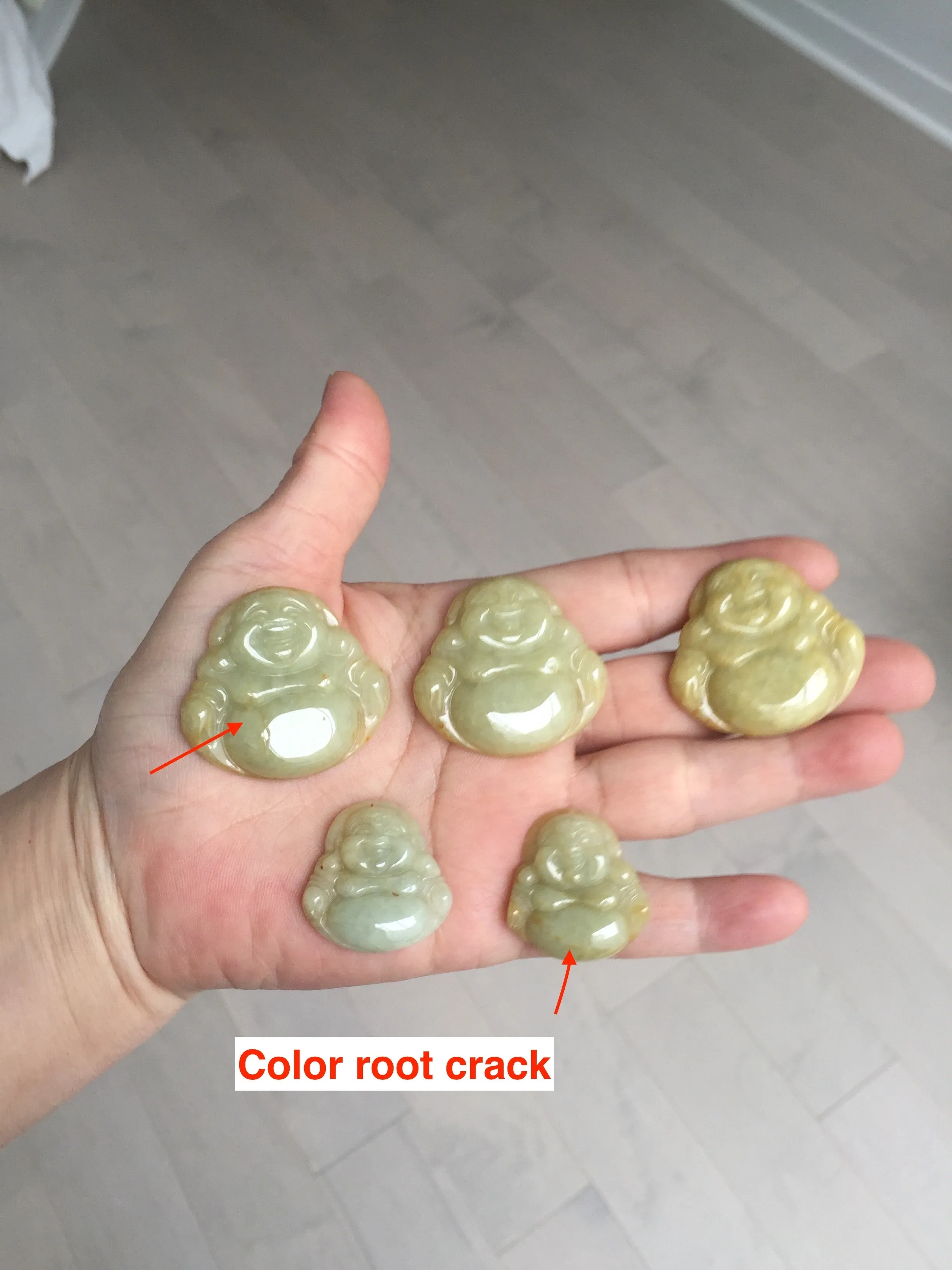 100% Natural type A yellow green happy buddha jadeite Jade pendant AX159