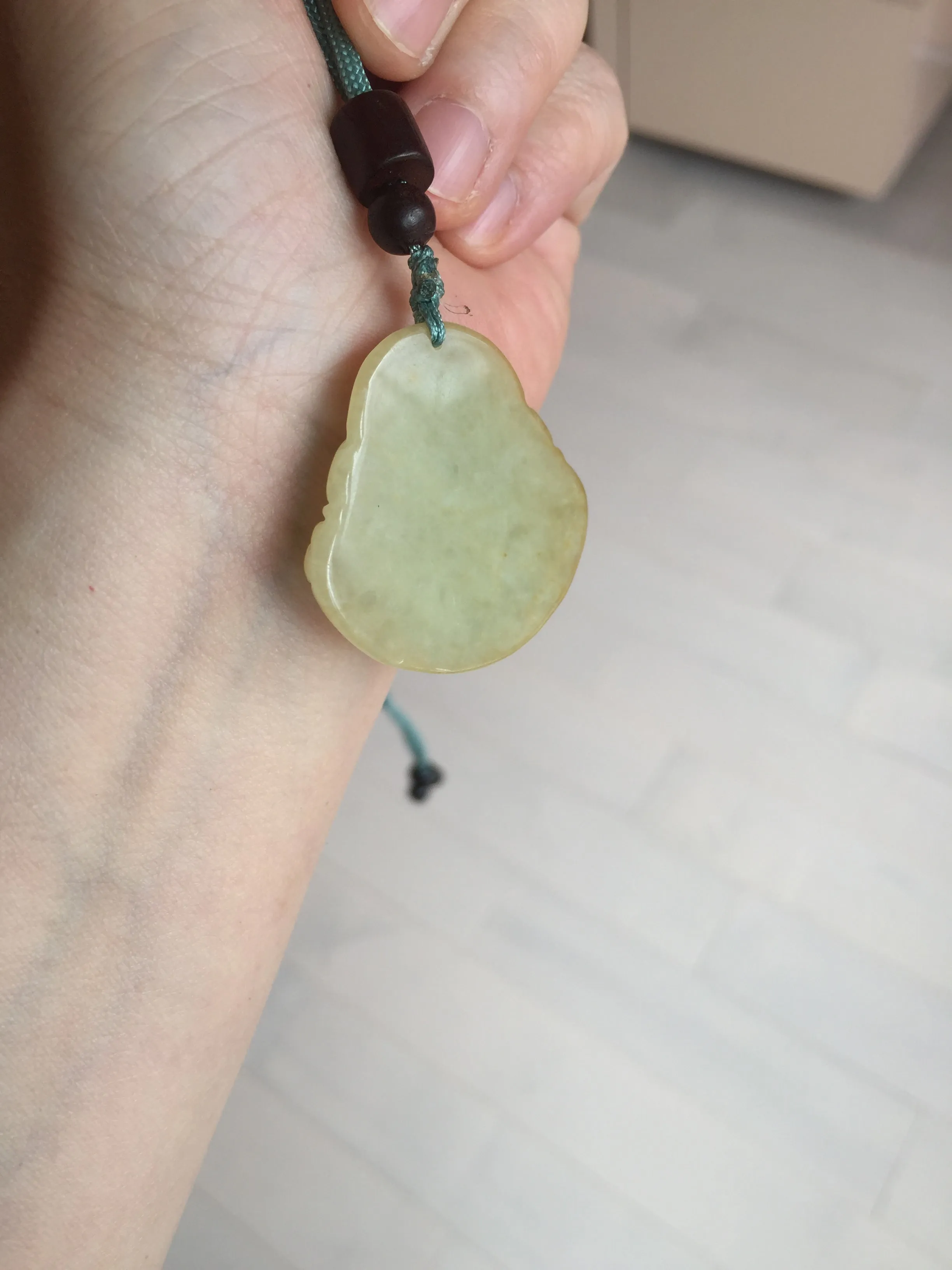 100% Natural type A yellow green happy buddha jadeite Jade pendant AX159
