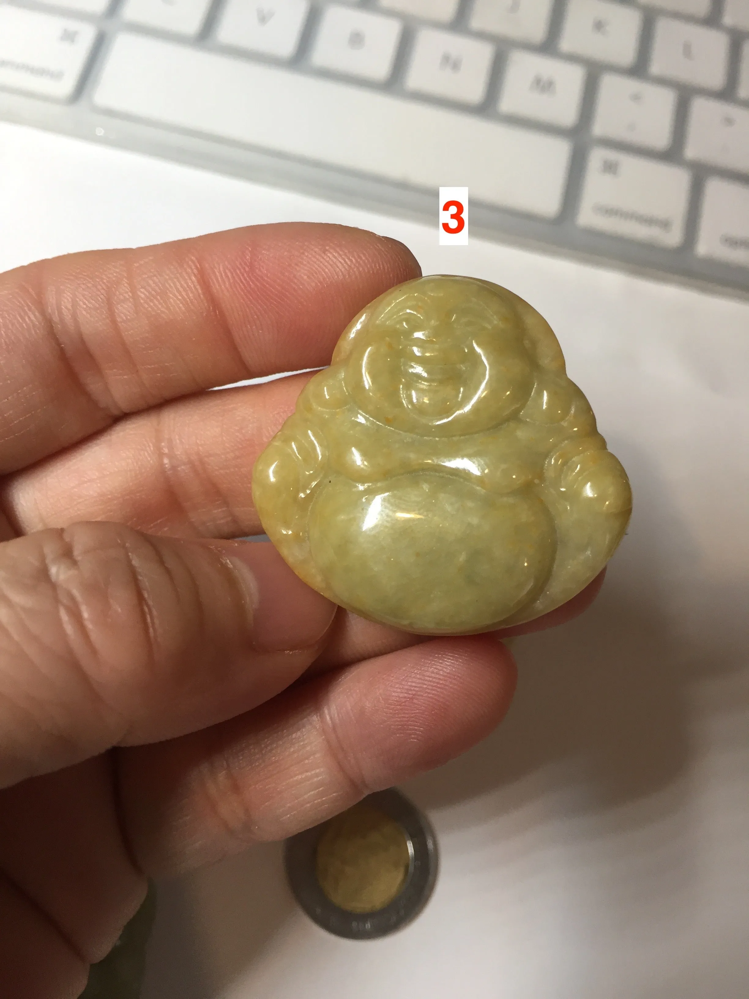 100% Natural type A yellow green happy buddha jadeite Jade pendant AX159