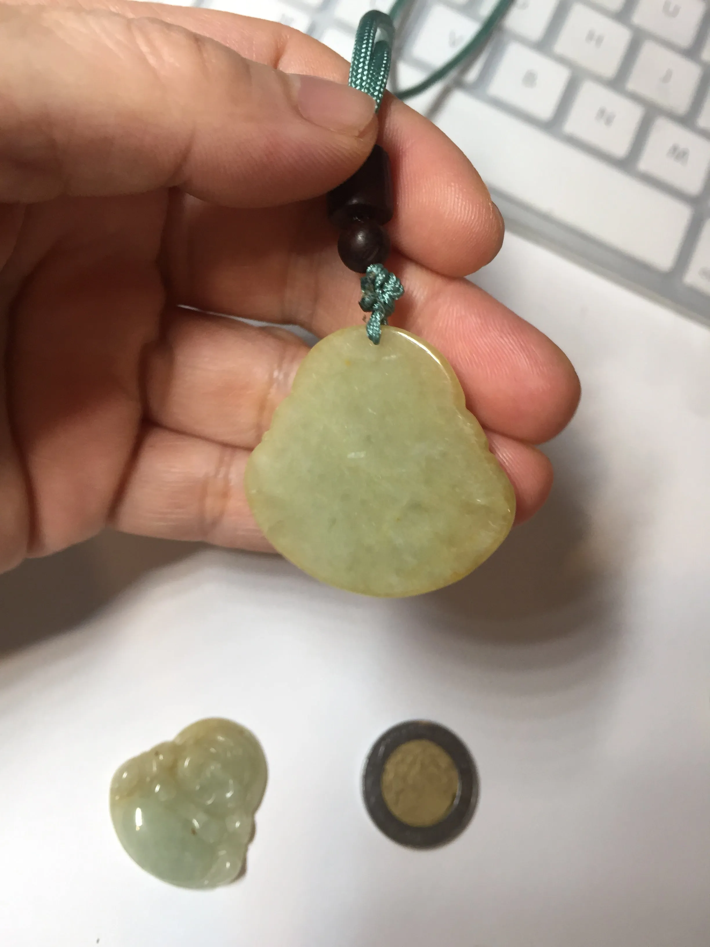 100% Natural type A yellow green happy buddha jadeite Jade pendant AX159