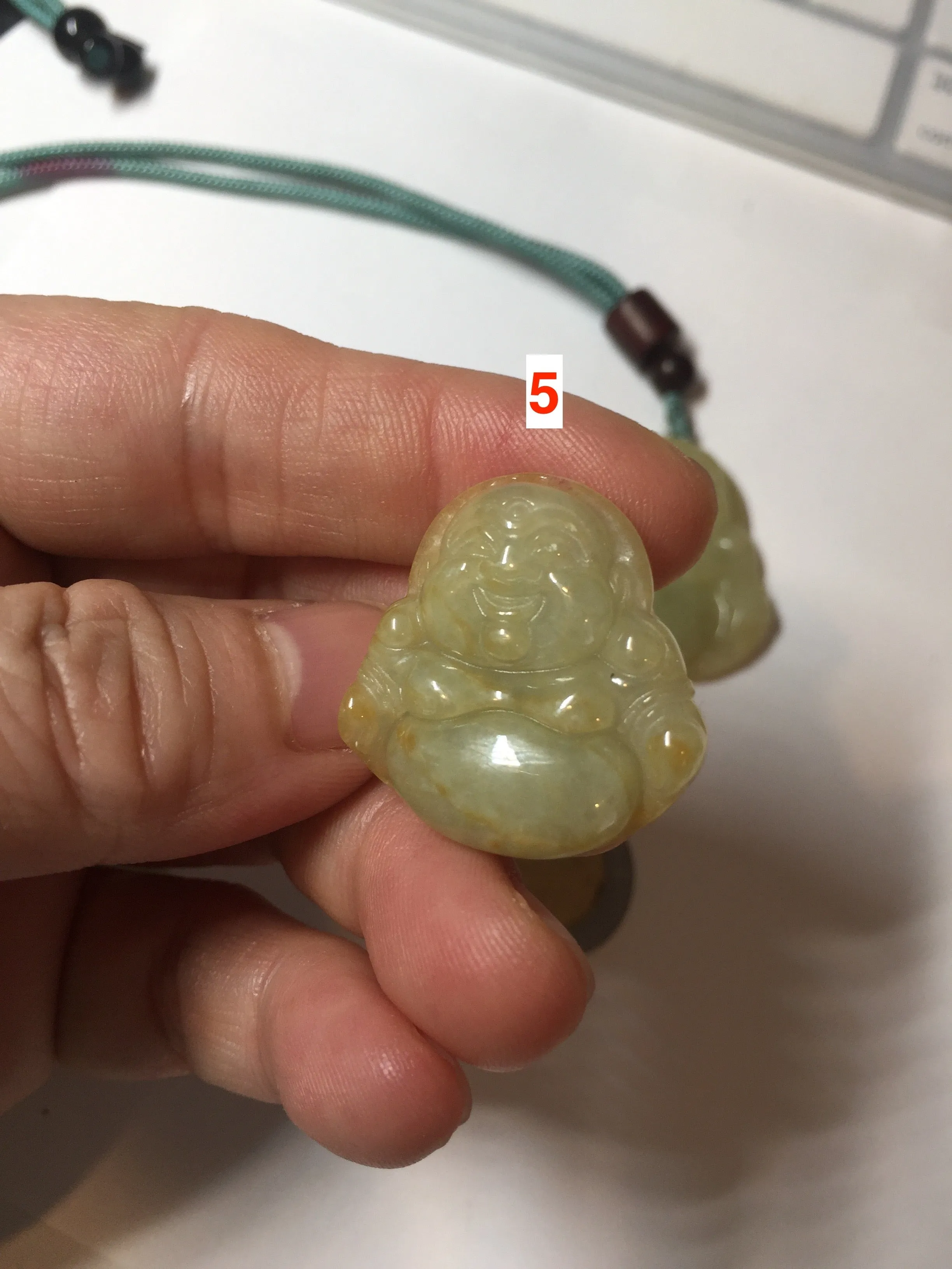 100% Natural type A yellow green happy buddha jadeite Jade pendant AX159