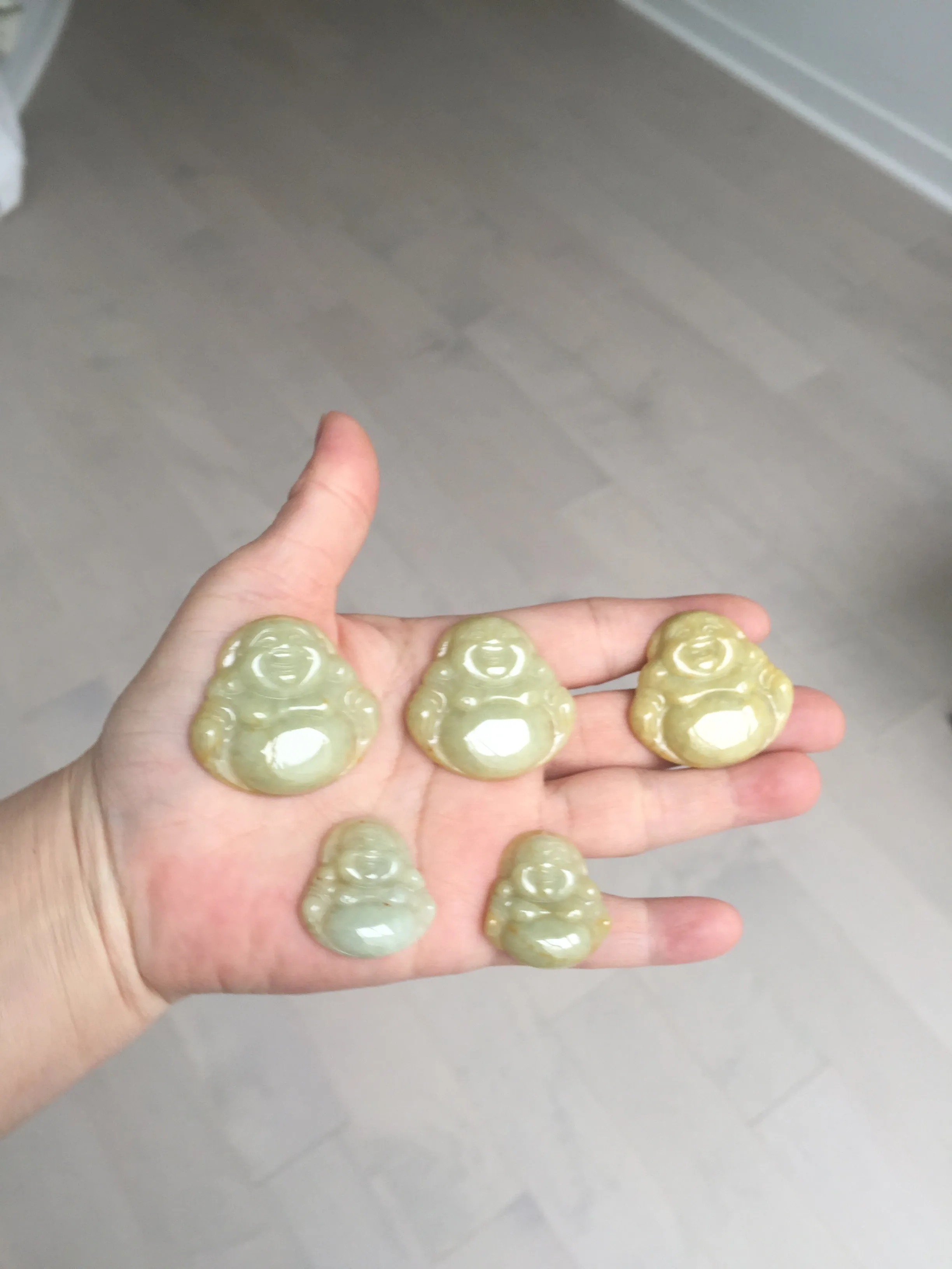 100% Natural type A yellow green happy buddha jadeite Jade pendant AX159