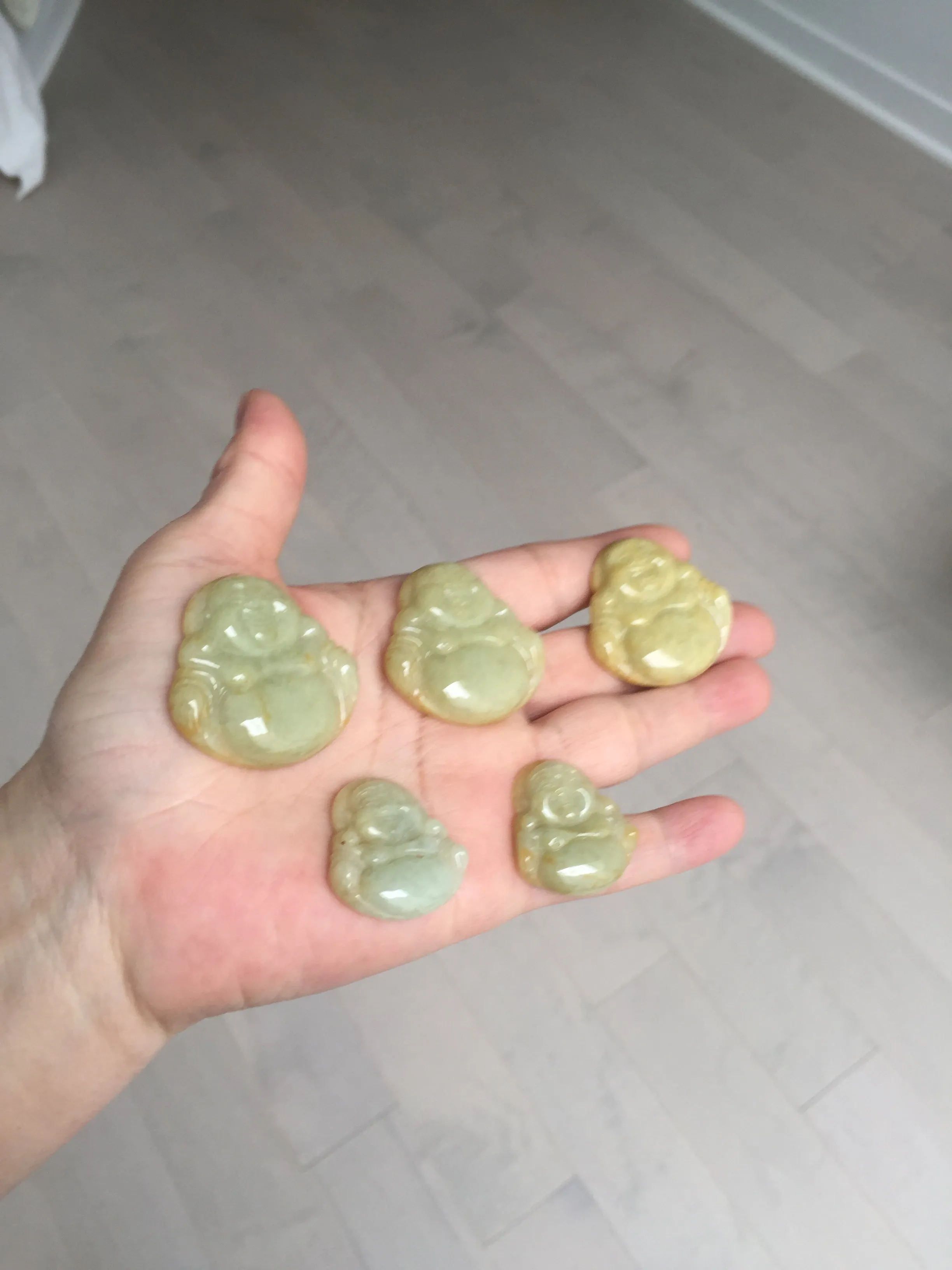 100% Natural type A yellow green happy buddha jadeite Jade pendant AX159