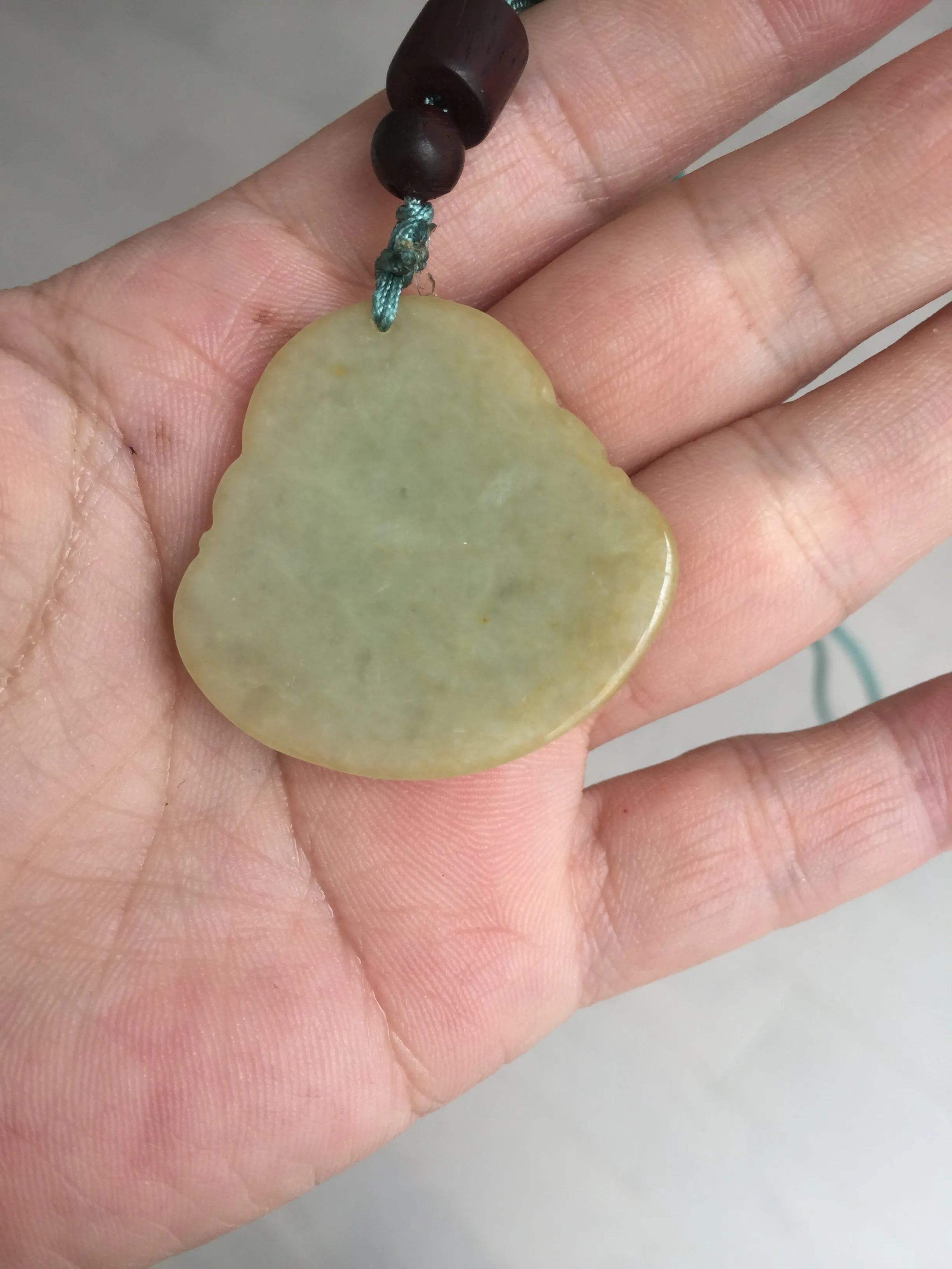 100% Natural type A yellow green happy buddha jadeite Jade pendant AX159