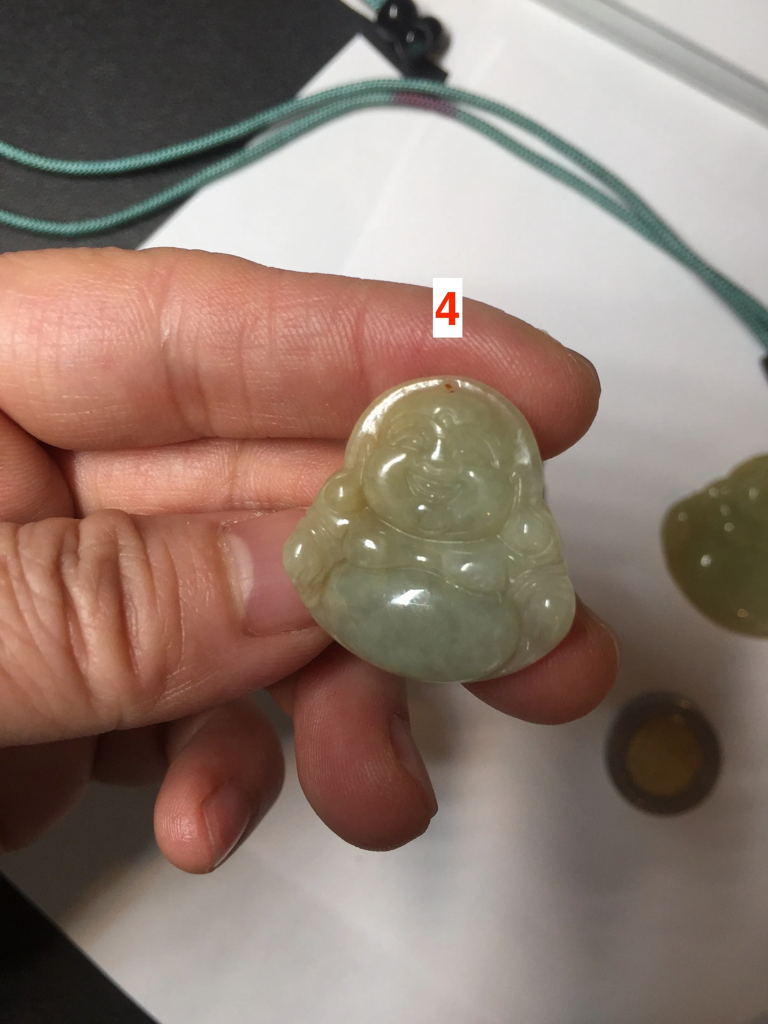100% Natural type A yellow green happy buddha jadeite Jade pendant AX159