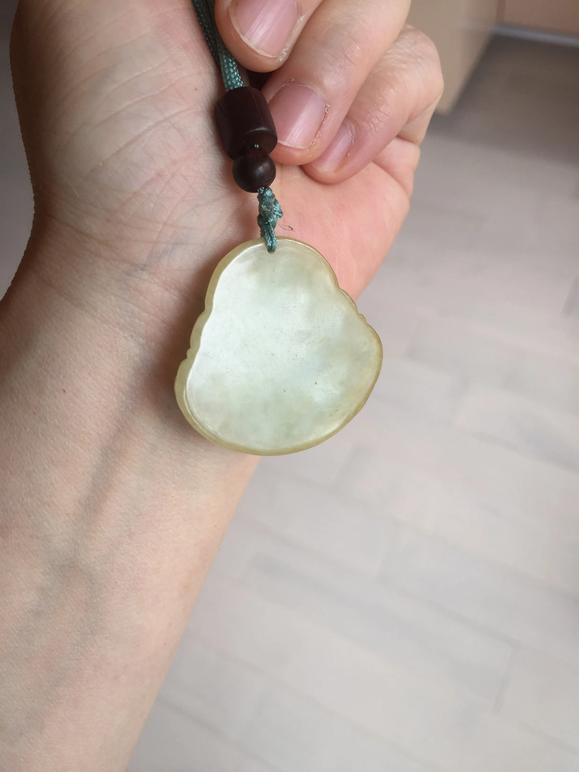 100% Natural type A yellow green happy buddha jadeite Jade pendant AX159