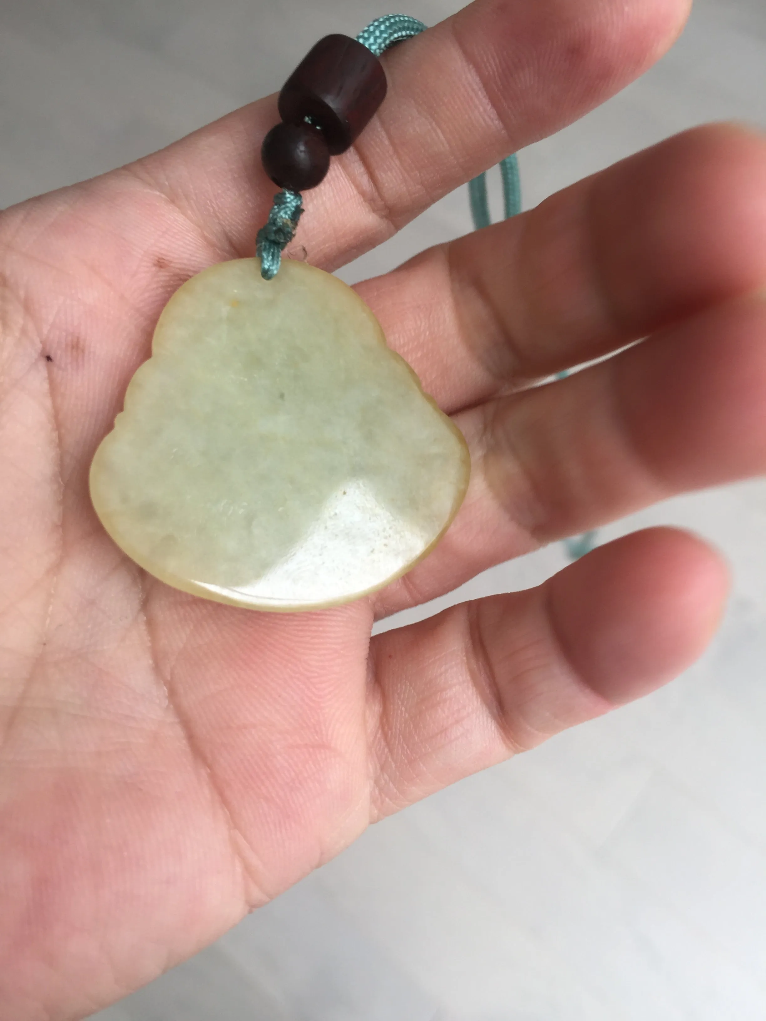 100% Natural type A yellow green happy buddha jadeite Jade pendant AX159