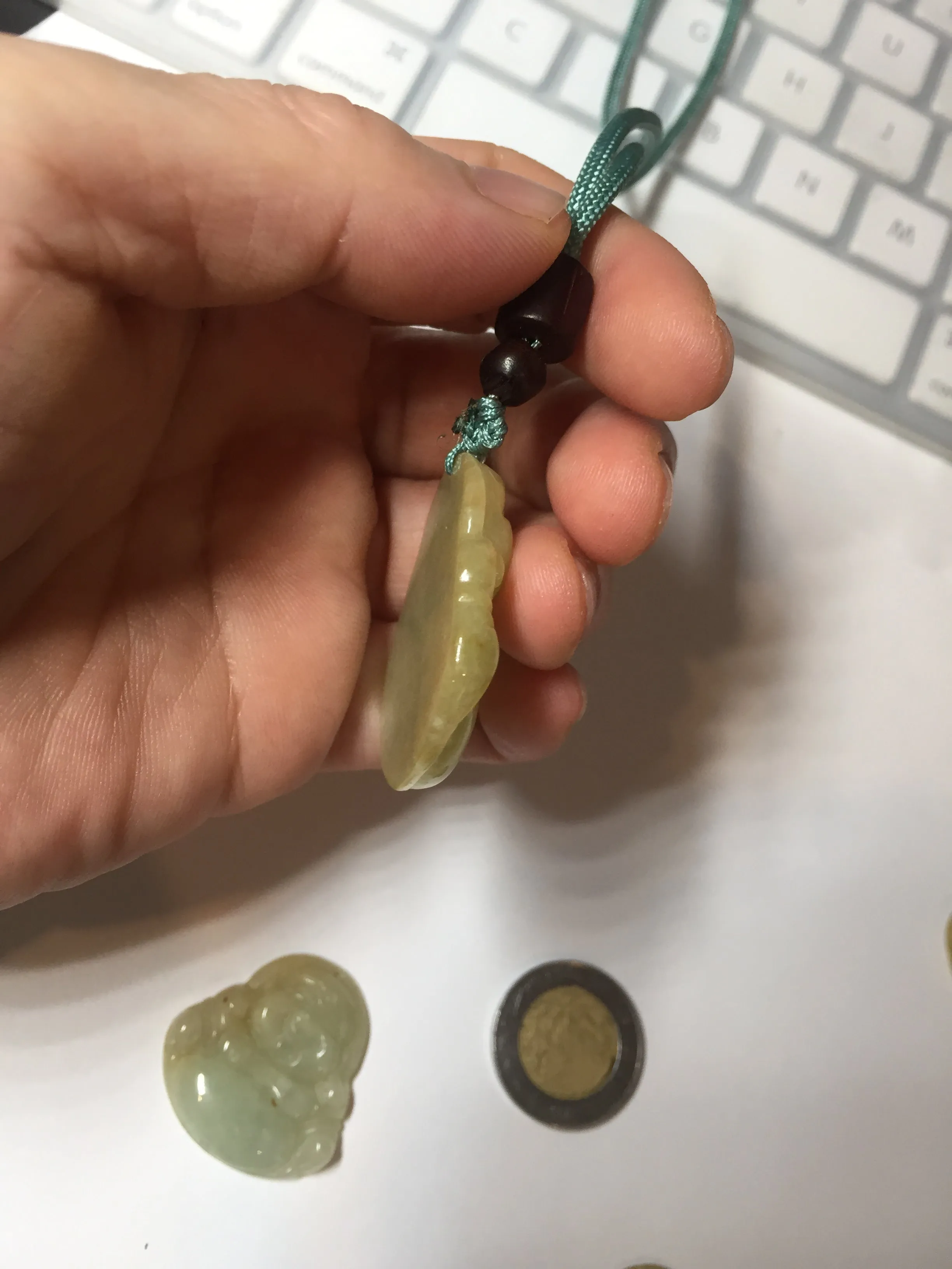 100% Natural type A yellow green happy buddha jadeite Jade pendant AX159