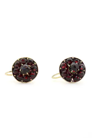 10k Gold Bohemian Garnet Screwback Earrings