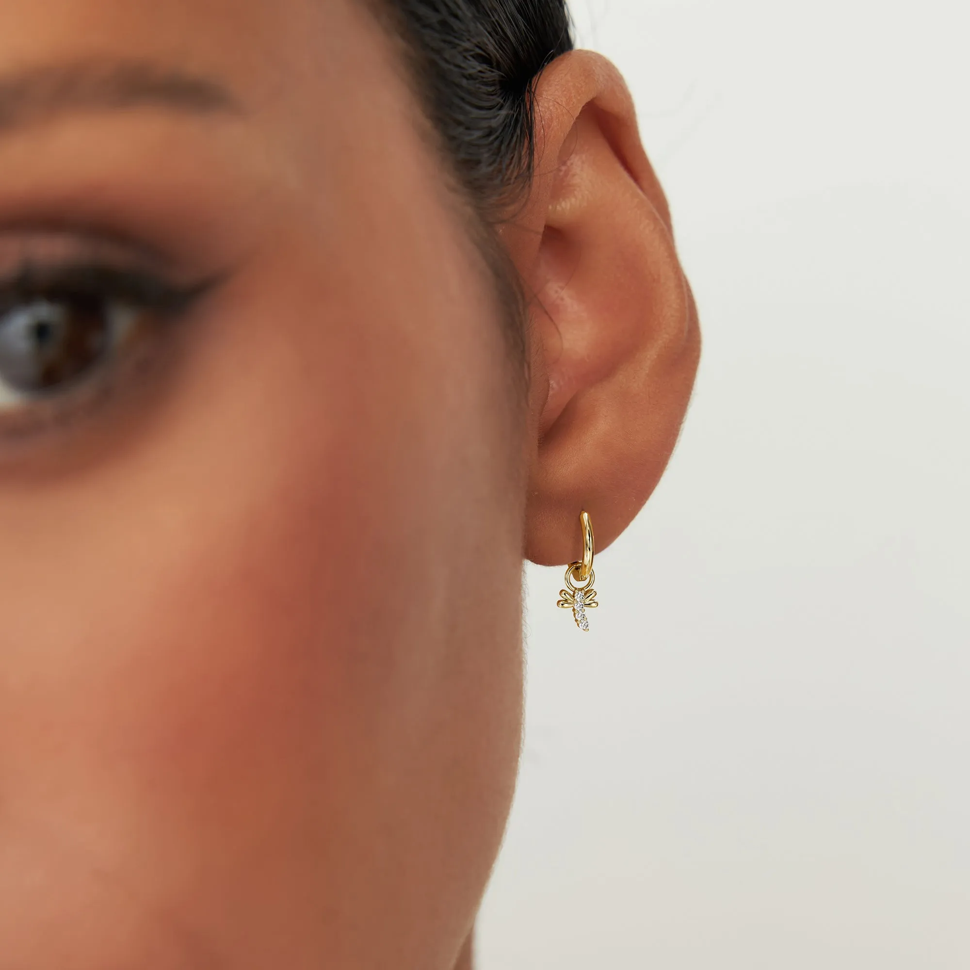 14k Diamond Dragon Fly Hoop Charm