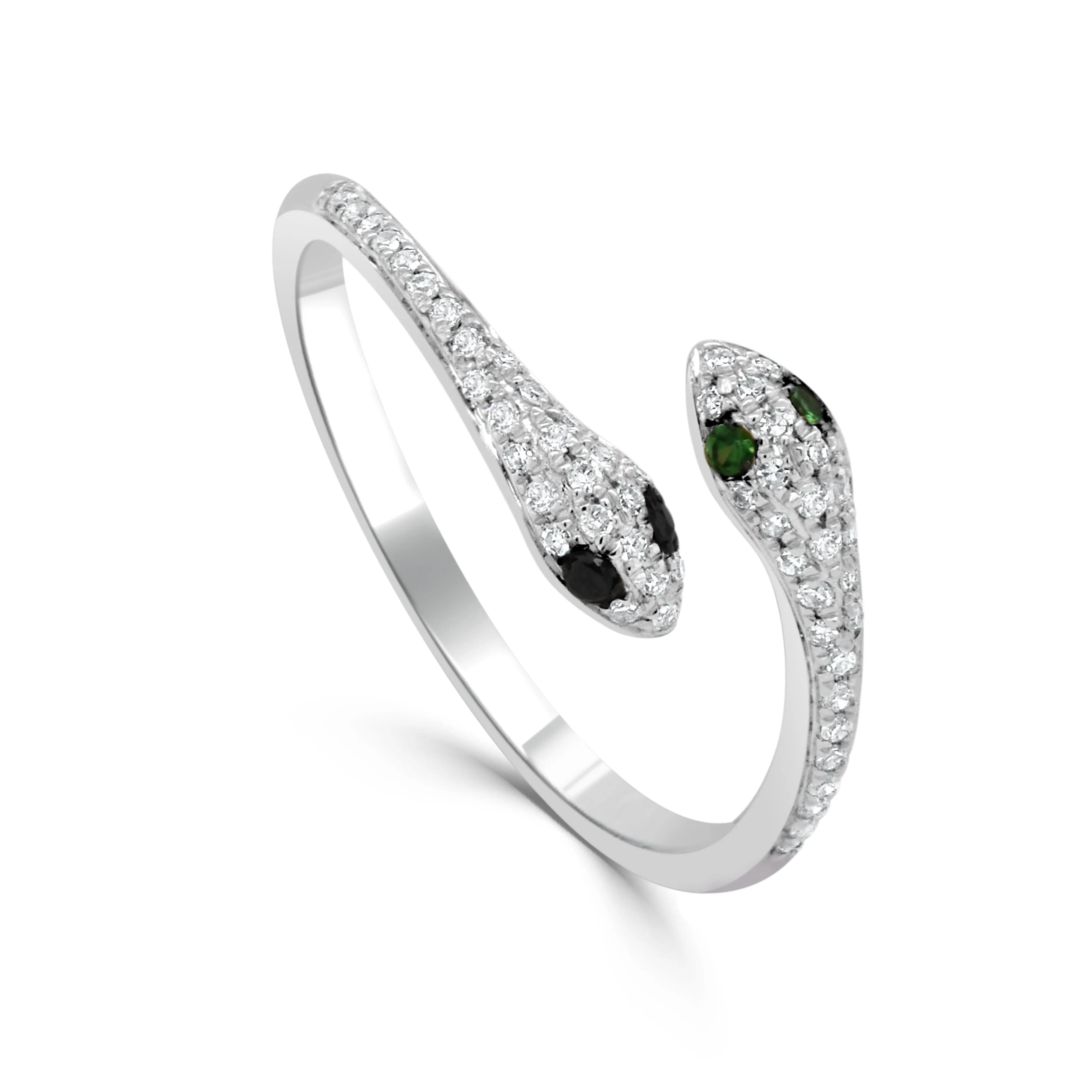 14K Gold Diamond & Garnet Snake Wrap Ring