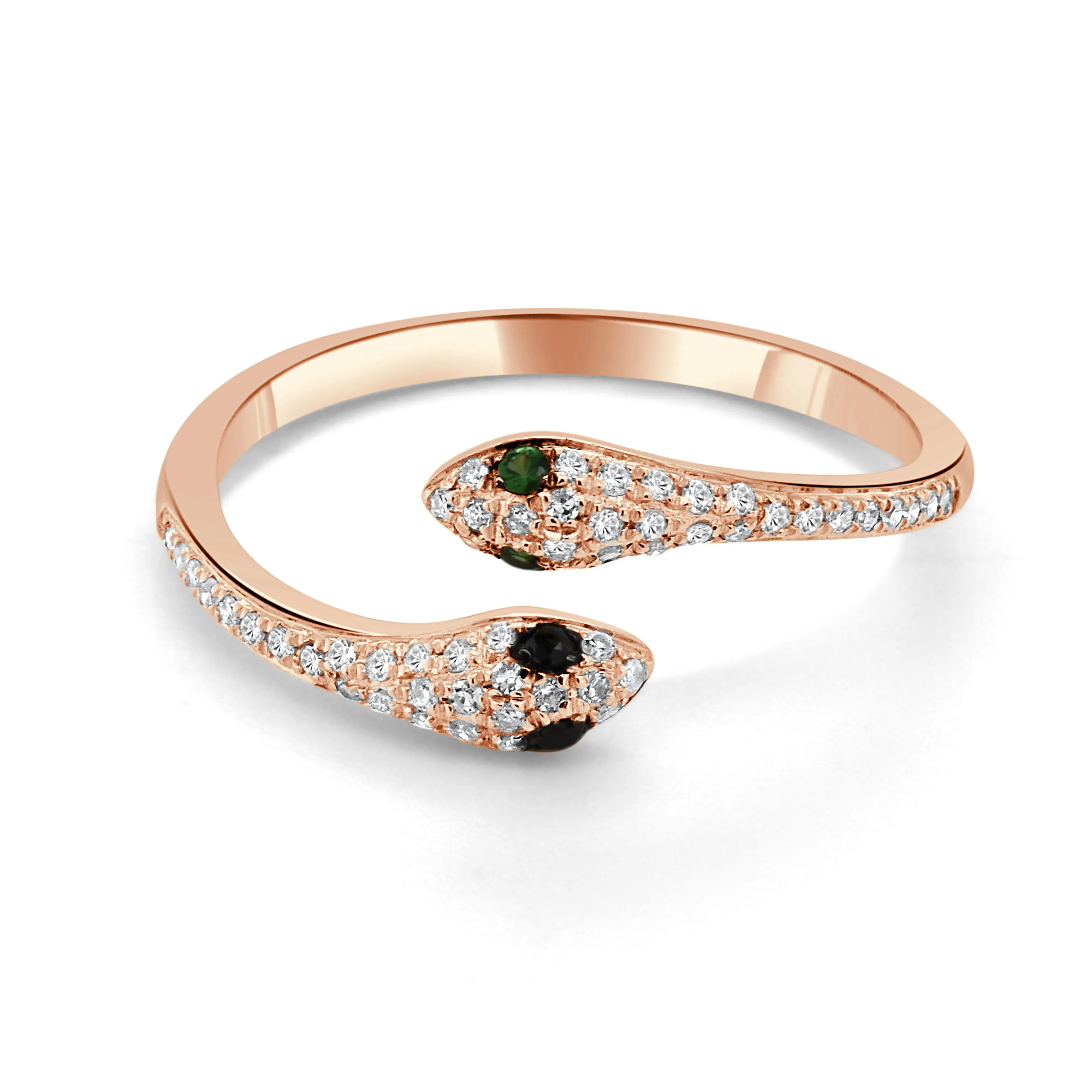 14K Gold Diamond & Garnet Snake Wrap Ring