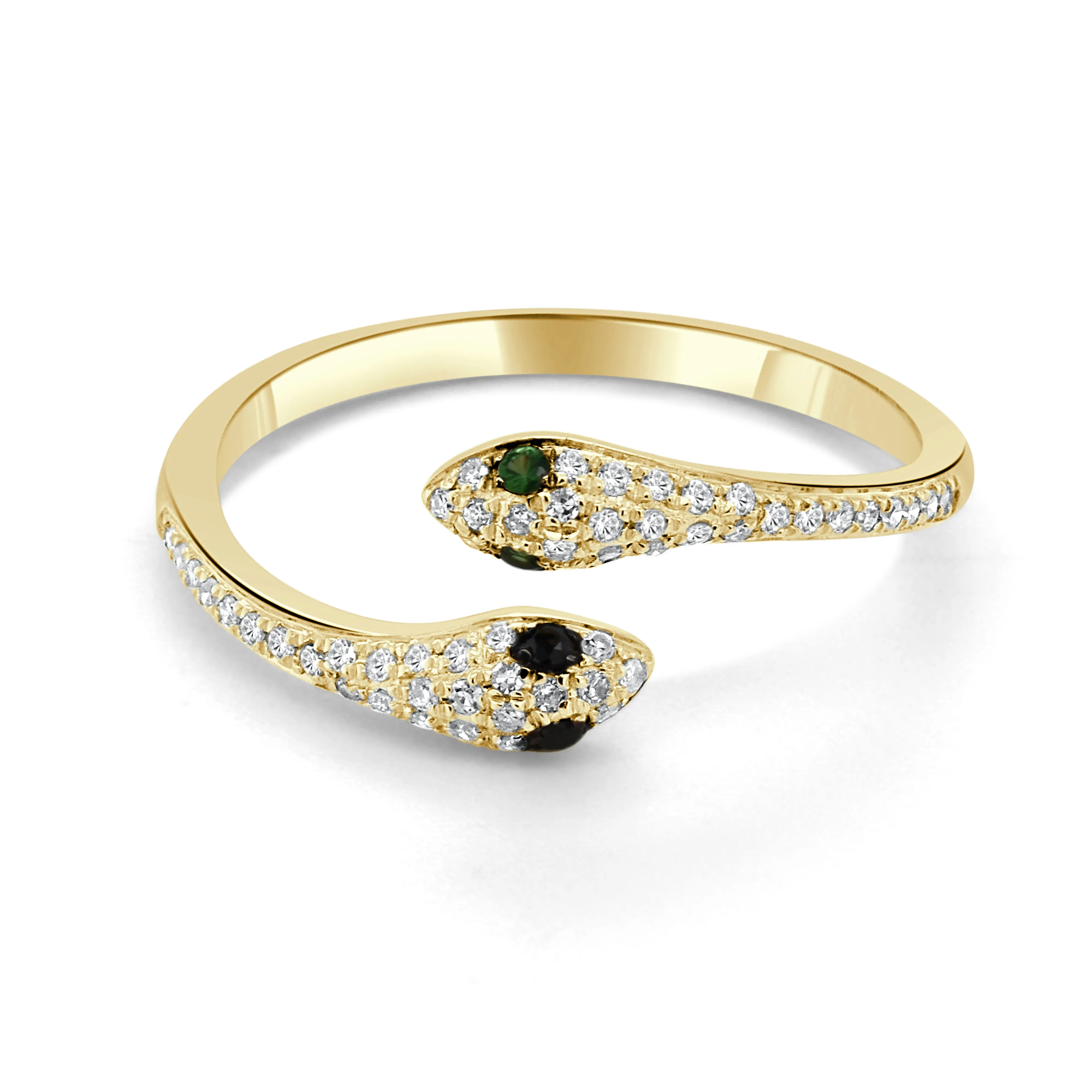 14K Gold Diamond & Garnet Snake Wrap Ring