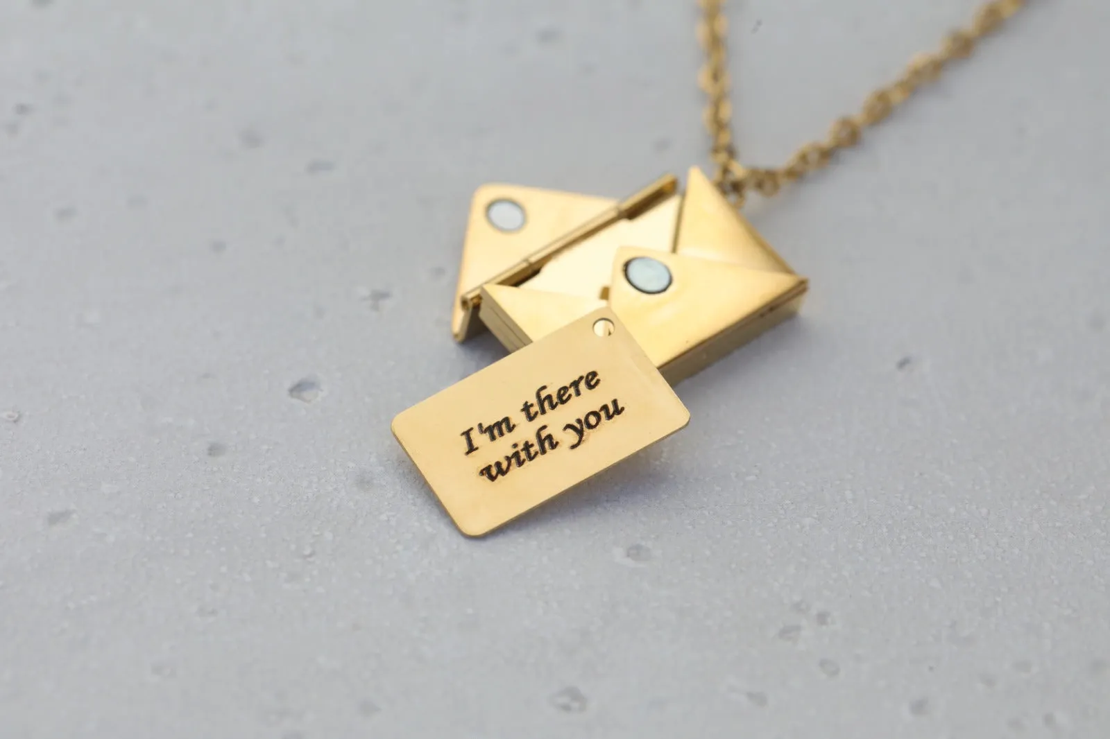 14k Gold Filled Envelope Necklace - Custom Necklace - Engraved Necklace