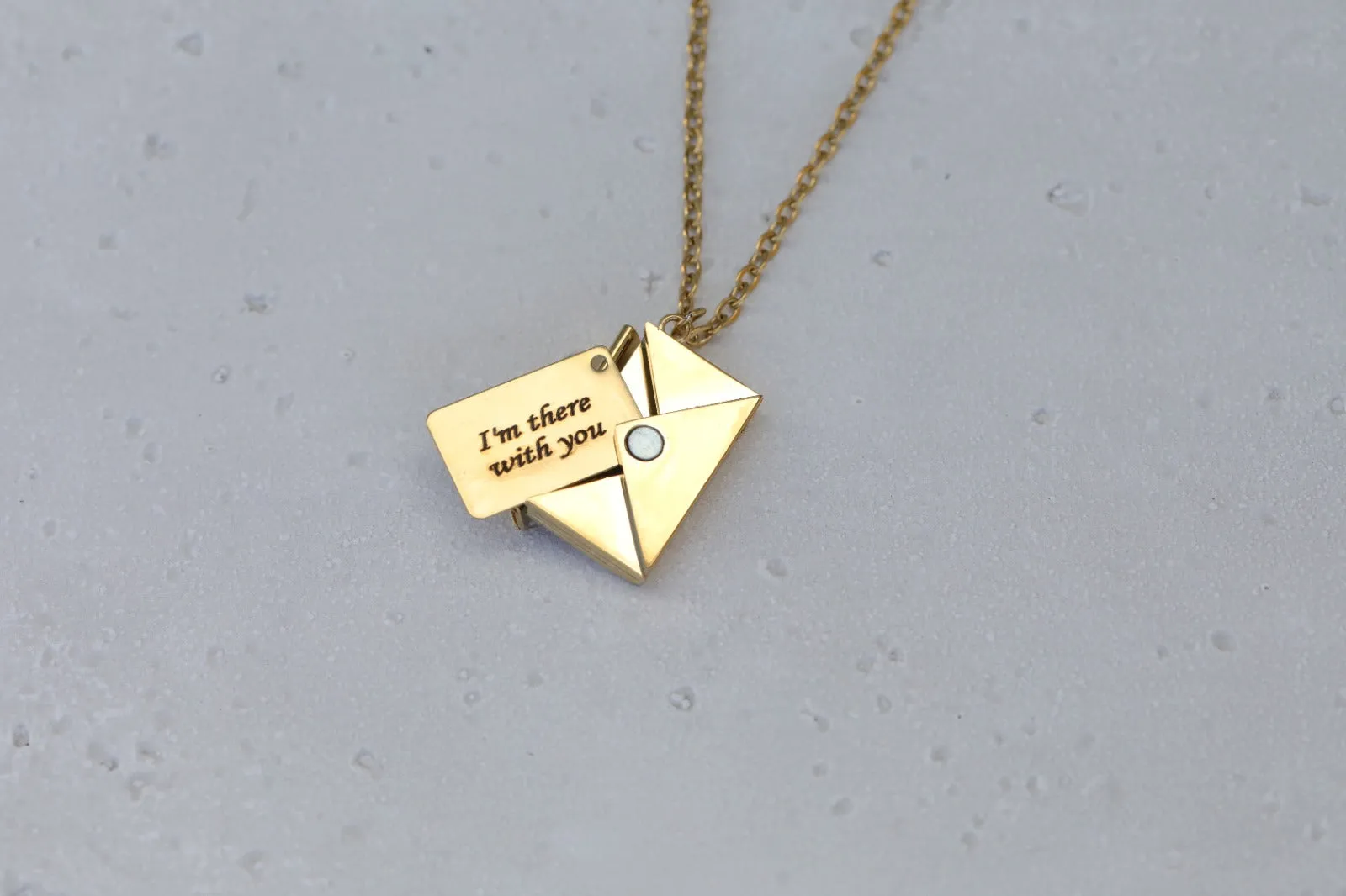 14k Gold Filled Envelope Necklace - Custom Necklace - Engraved Necklace
