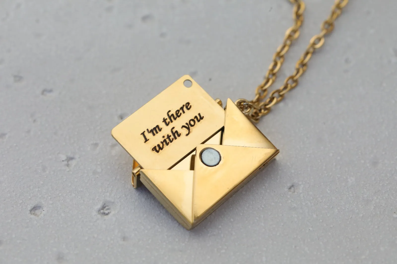 14k Gold Filled Envelope Necklace - Custom Necklace - Engraved Necklace
