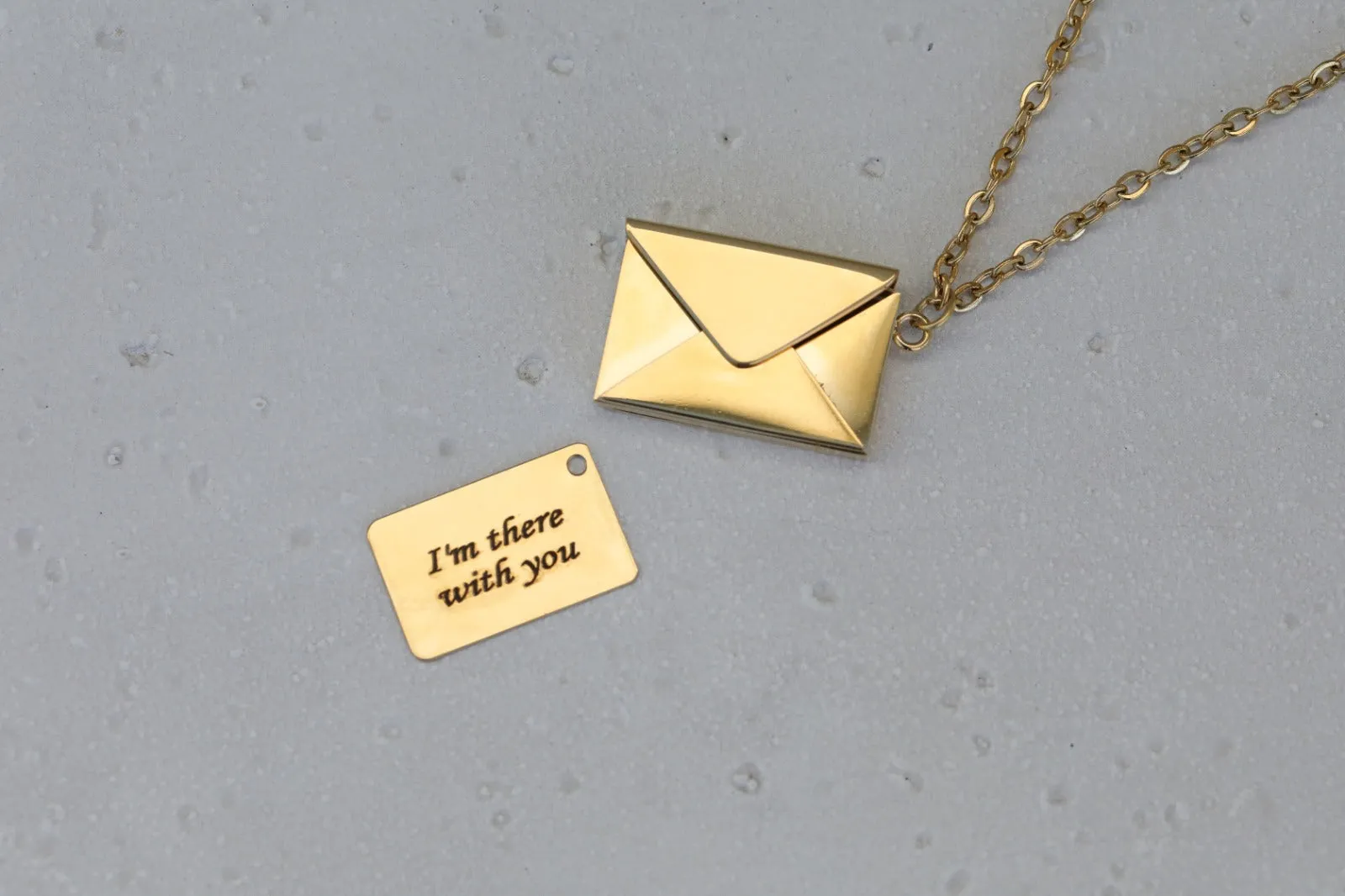14k Gold Filled Envelope Necklace - Custom Necklace - Engraved Necklace