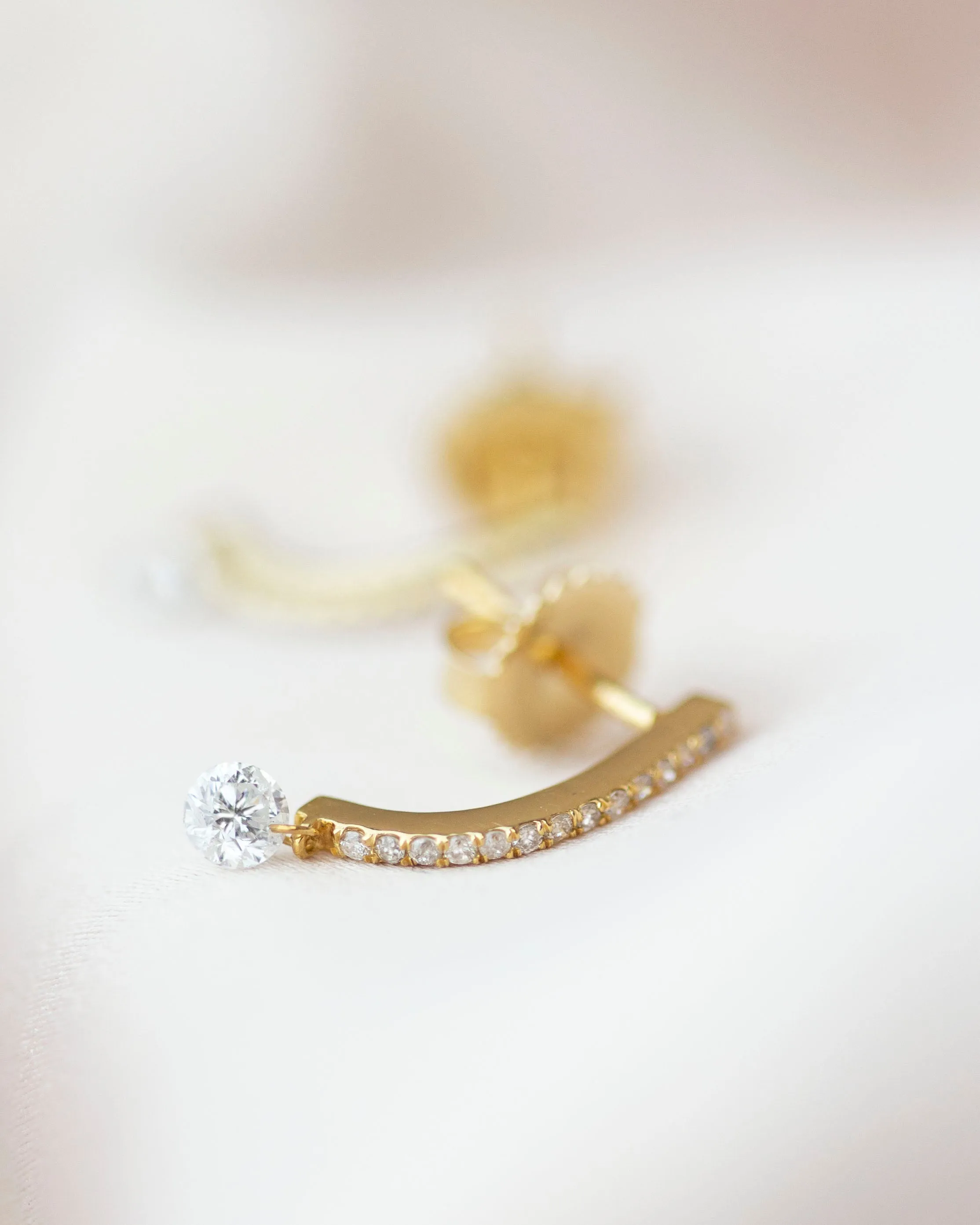 14k J hoop with Diamond Solitaire Earrings