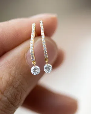 14k J hoop with Diamond Solitaire Earrings