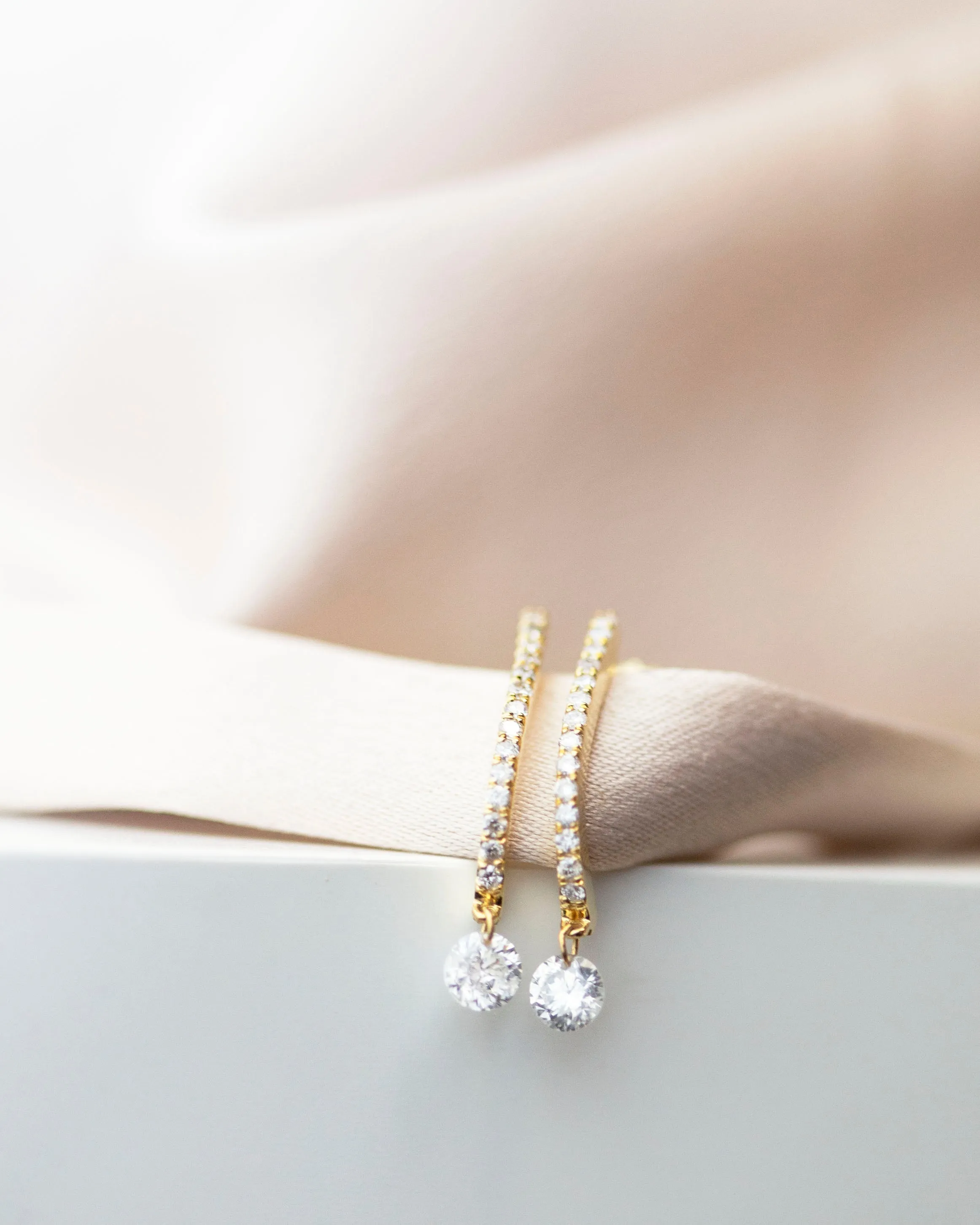 14k J hoop with Diamond Solitaire Earrings