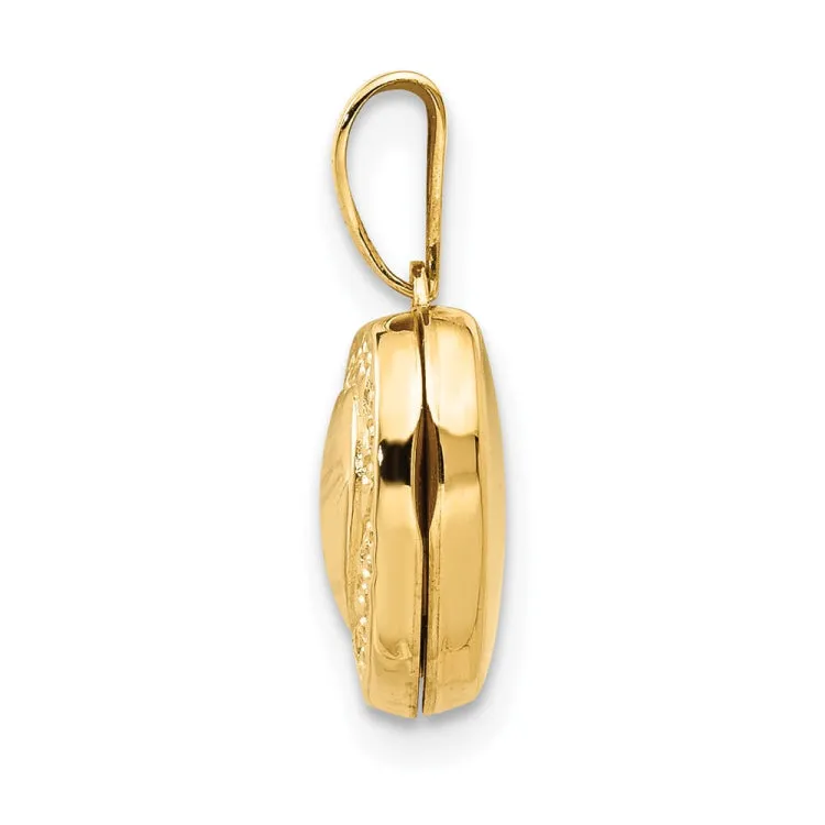 14k Scroll Border 10mm Heart Locket