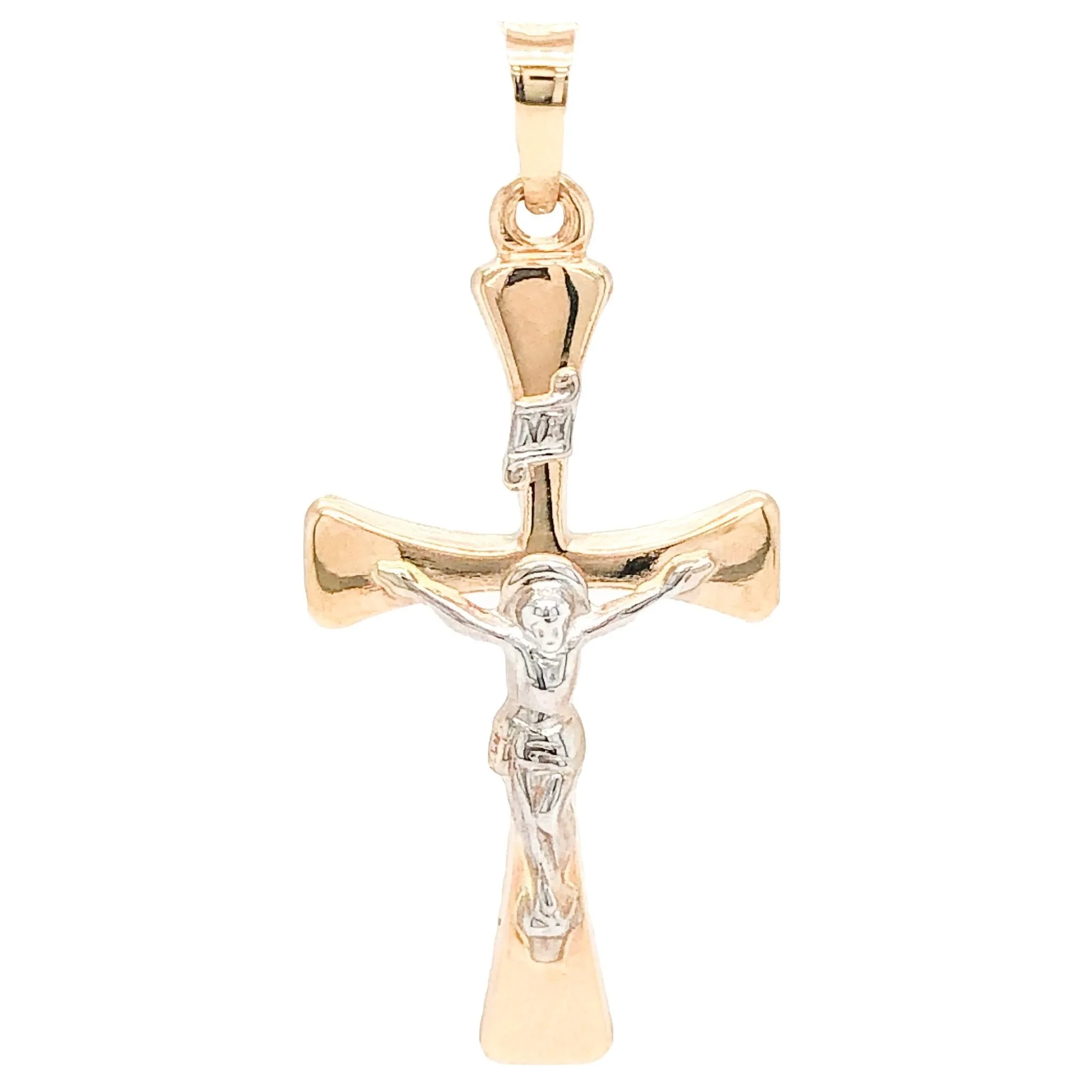14K TT Gold Crucifix Cross 33mm x 14.7mm