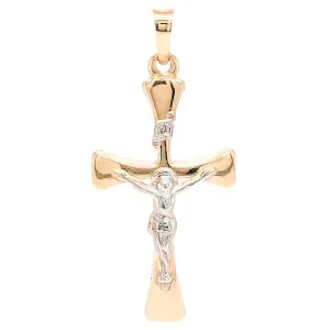 14K TT Gold Crucifix Cross 33mm x 14.7mm