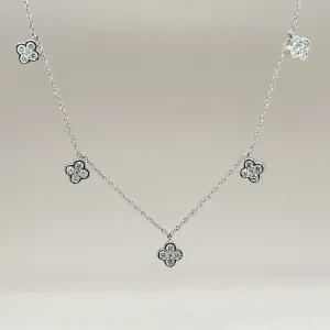 14K  W Gold 0.38ctw G/SI2 Diamond Flower Drop Necklace