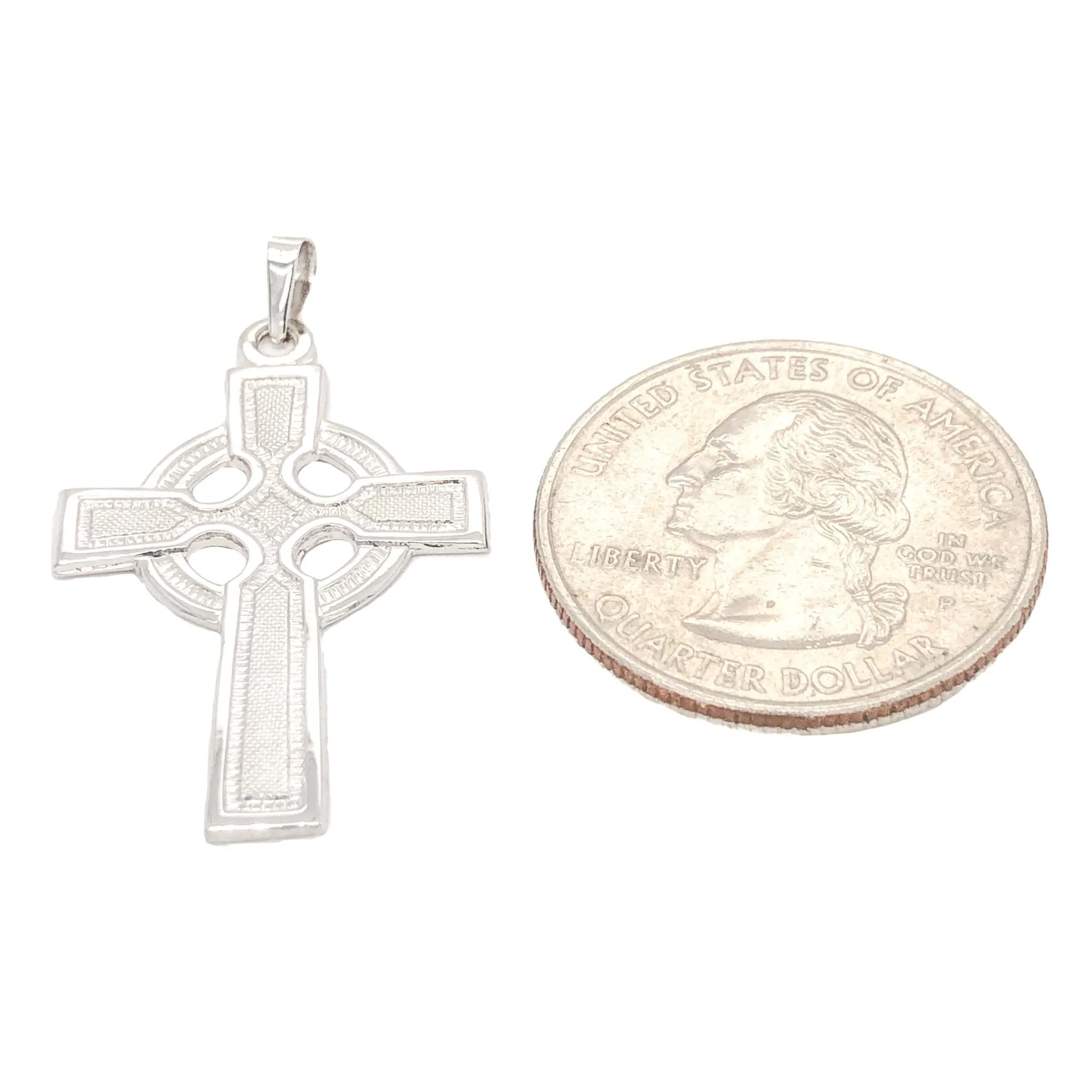 14K W Gold Celtic Cross