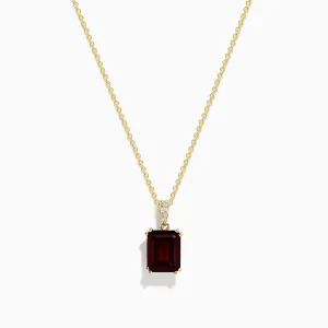 14K Yellow Gold Diamond and Garnet Pendant
