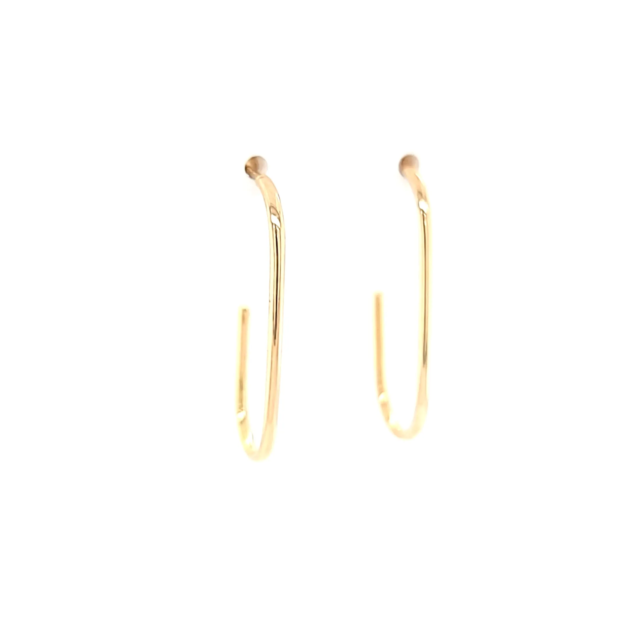 14k Yellow Gold Open Oval Hoop Earrings (I6911)