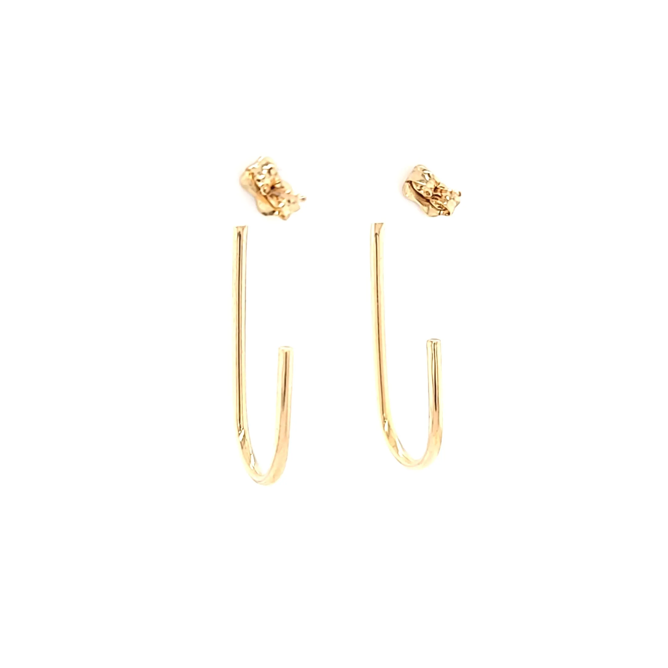 14k Yellow Gold Open Oval Hoop Earrings (I6911)