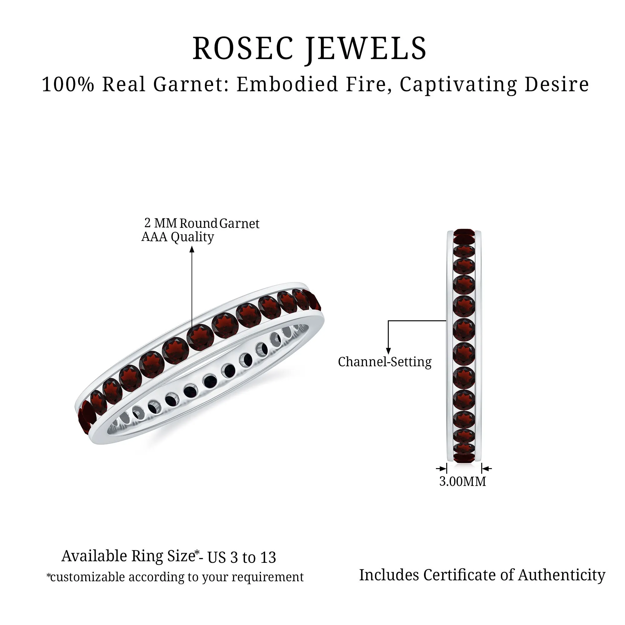 1.50 Ct Channel Set Round Garnet Eternity Band Ring in Gold