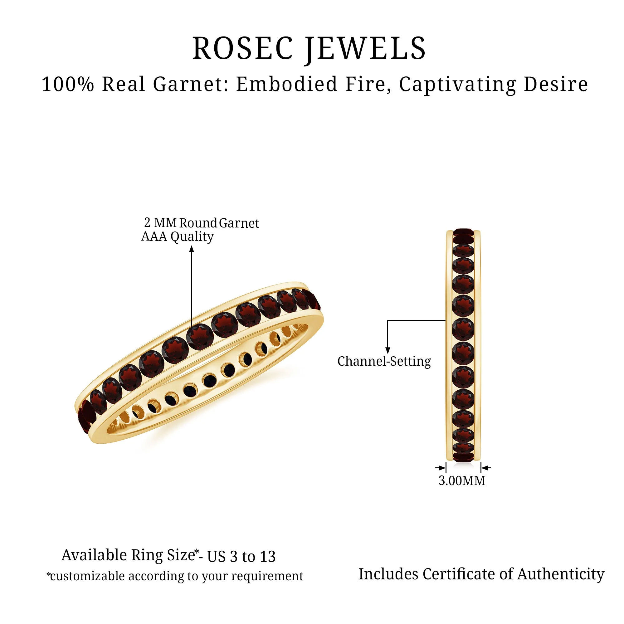 1.50 Ct Channel Set Round Garnet Eternity Band Ring in Gold