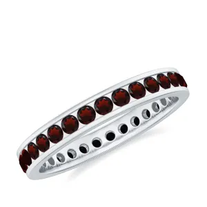 1.50 Ct Channel Set Round Garnet Eternity Band Ring in Gold