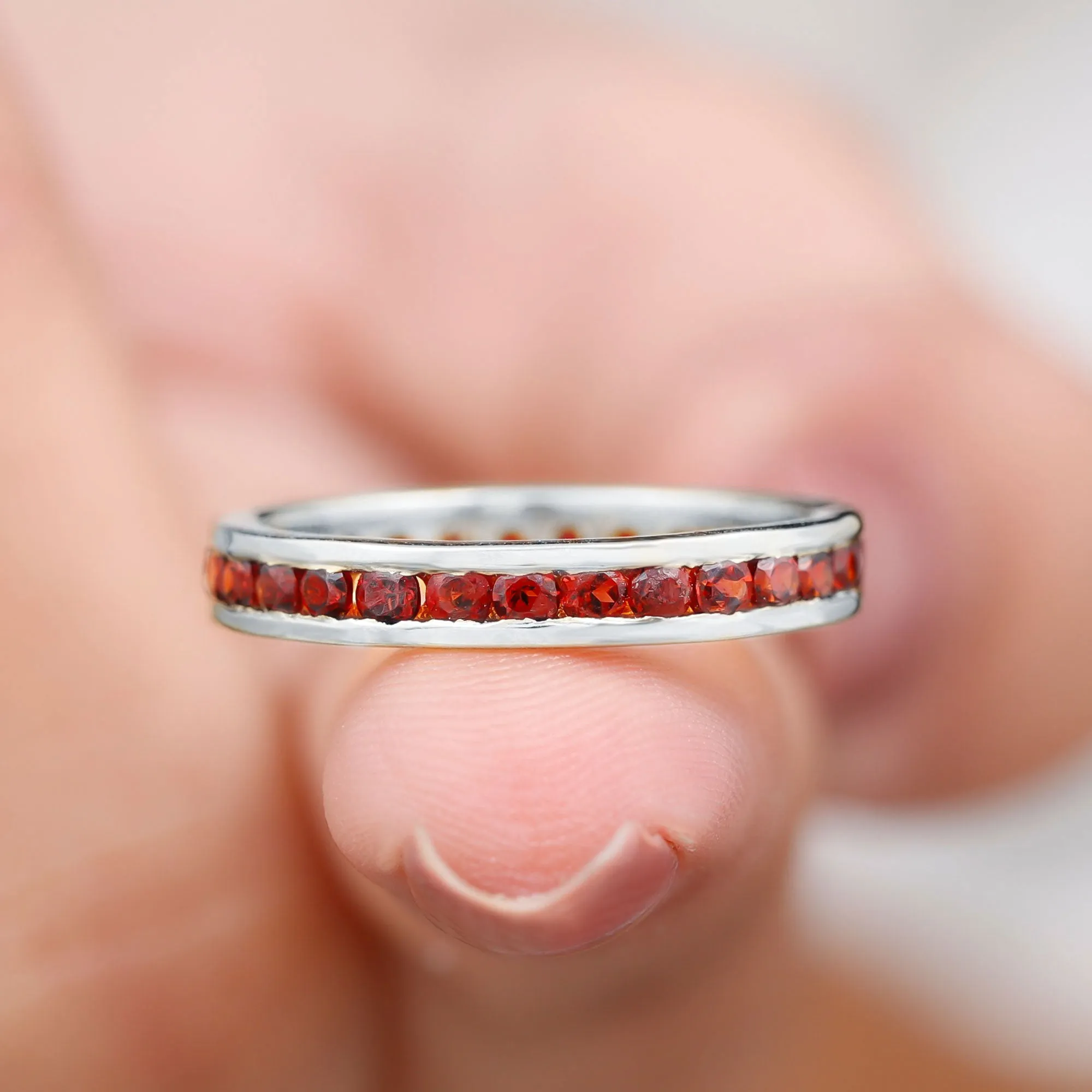 1.50 Ct Channel Set Round Garnet Eternity Band Ring in Gold