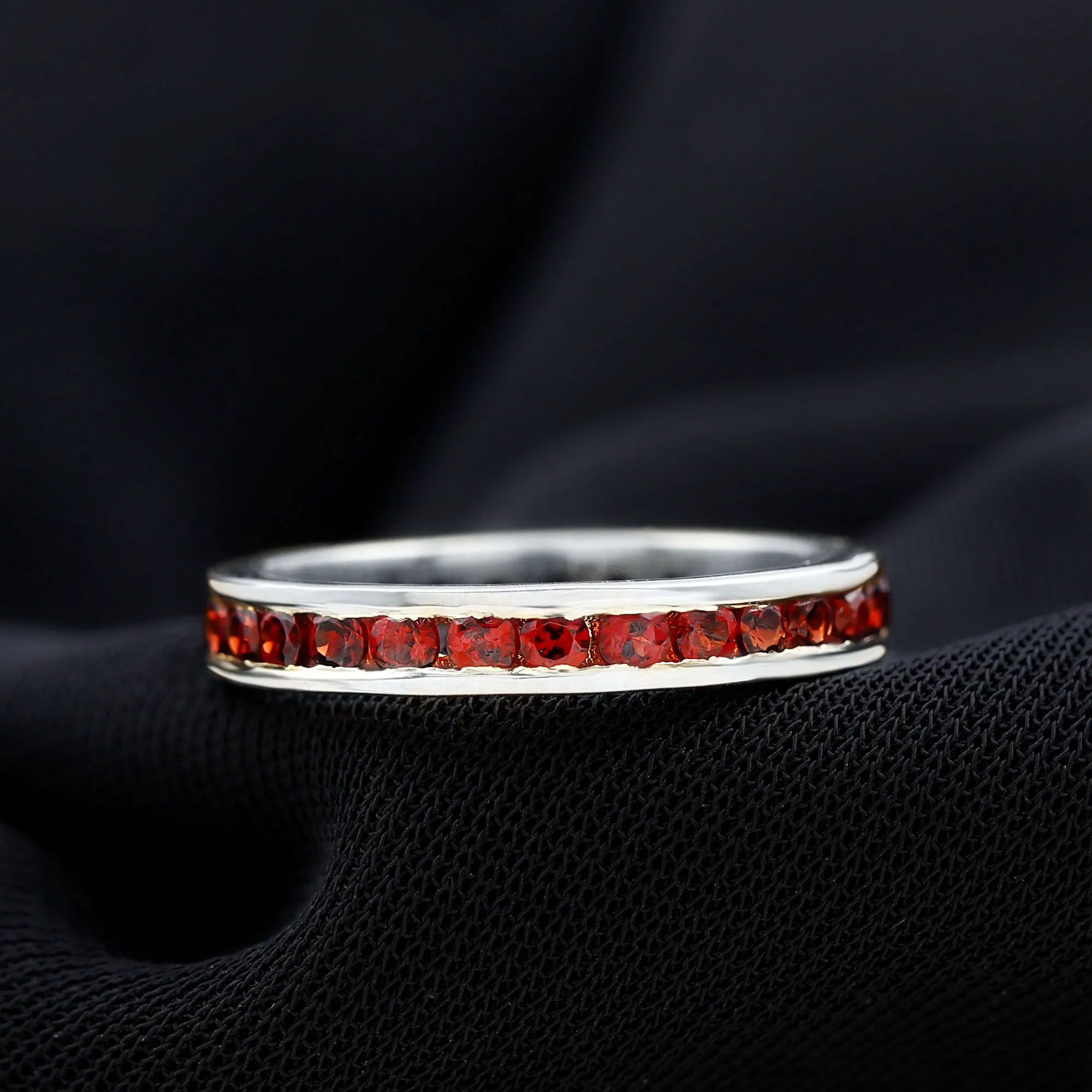 1.50 Ct Channel Set Round Garnet Eternity Band Ring in Gold