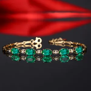 18K Gold Plated Zircon Green Crystal Bracelet for Women