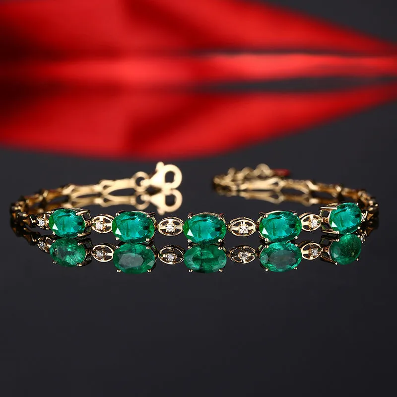 18K Gold Plated Zircon Green Crystal Bracelet for Women