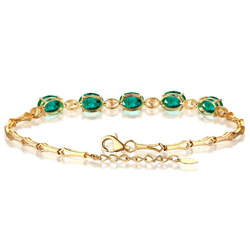 18K Gold Plated Zircon Green Crystal Bracelet for Women