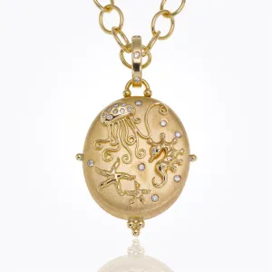 18K Mermaid Locket with diamond