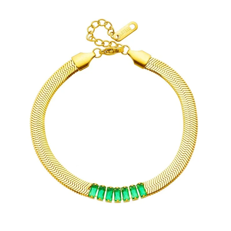 316L Stainless Steel Luxury Zircon Snake Chain Bracelet For Women