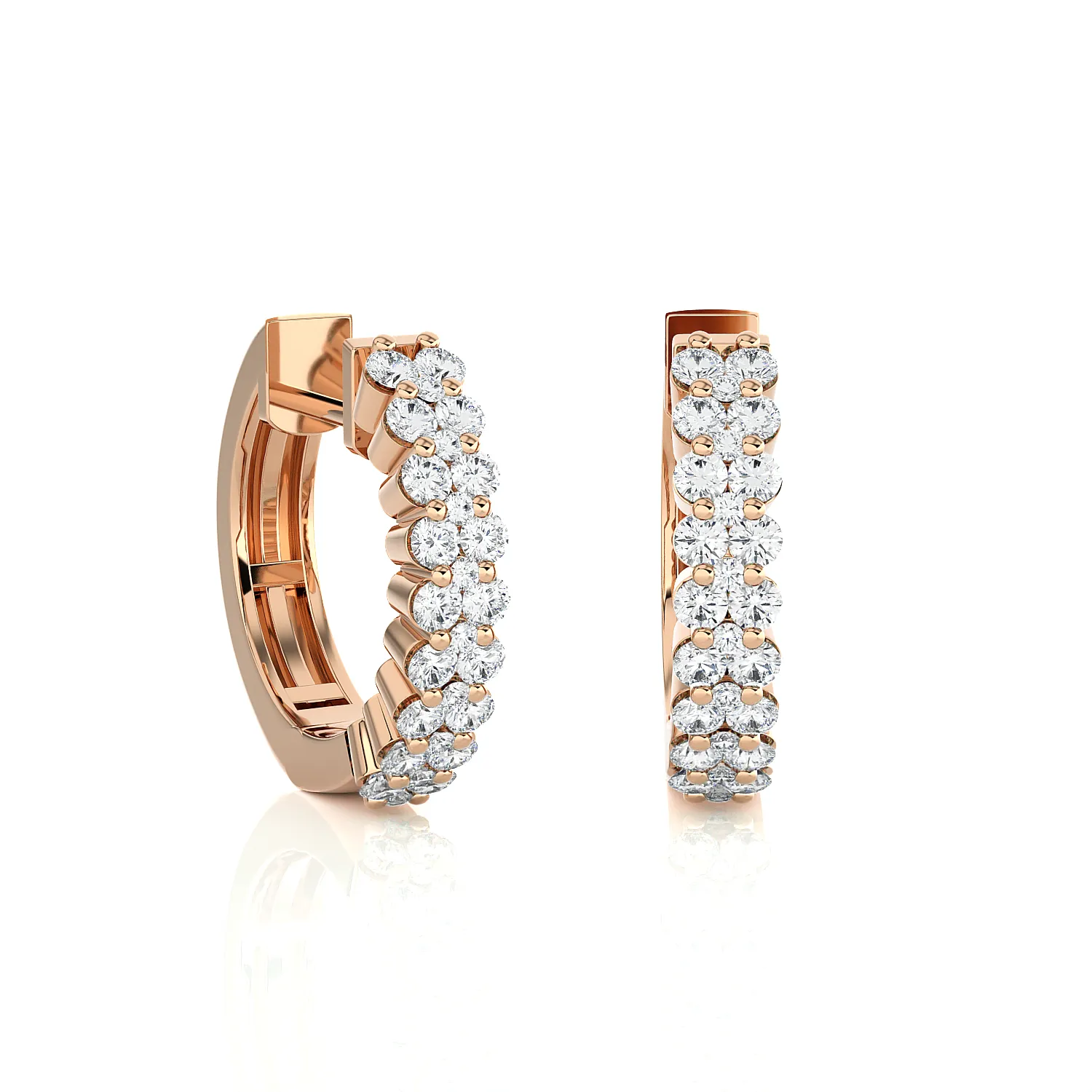 3/4 ctw Round Lab Grown Diamond Huggie Hoop Earrings
