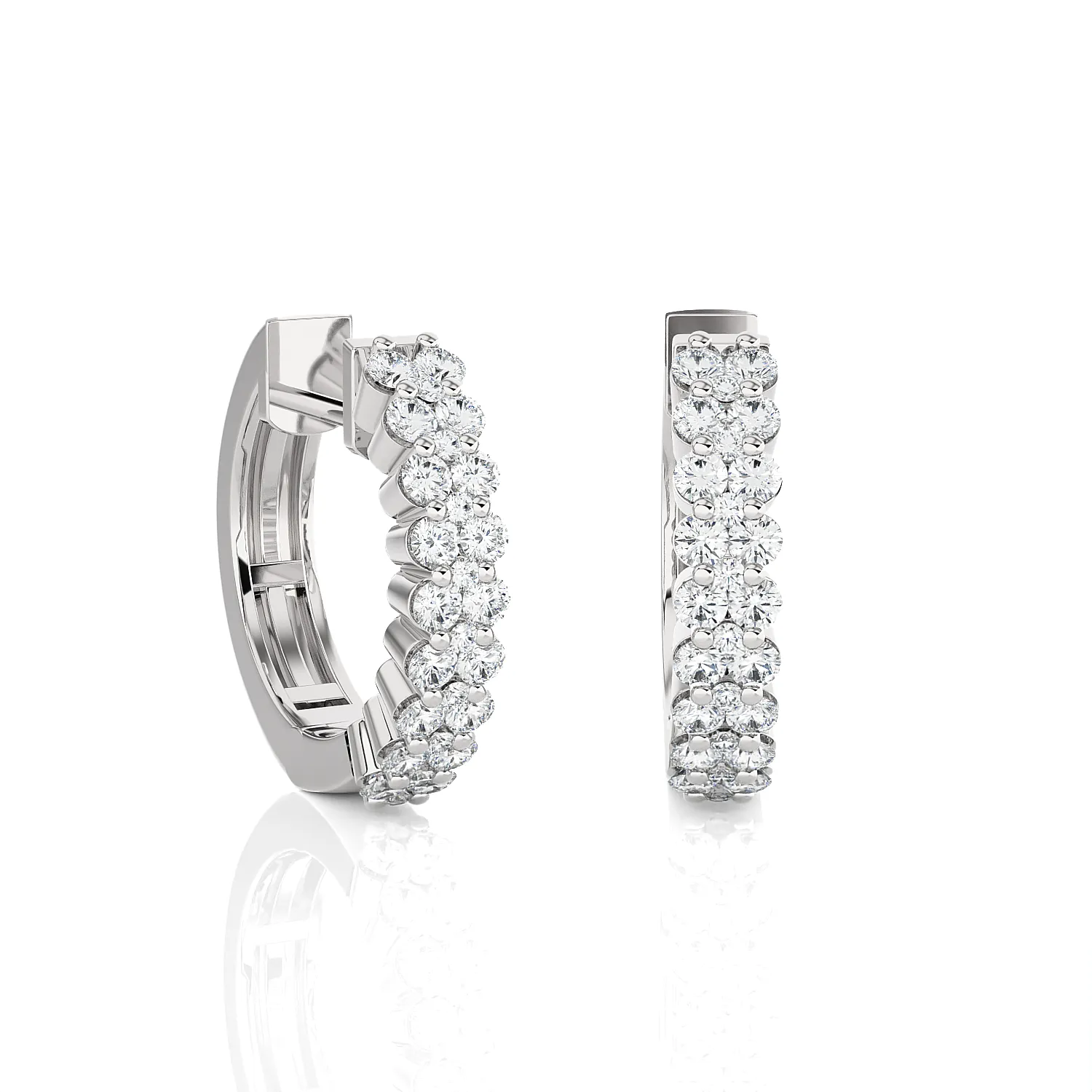 3/4 ctw Round Lab Grown Diamond Huggie Hoop Earrings
