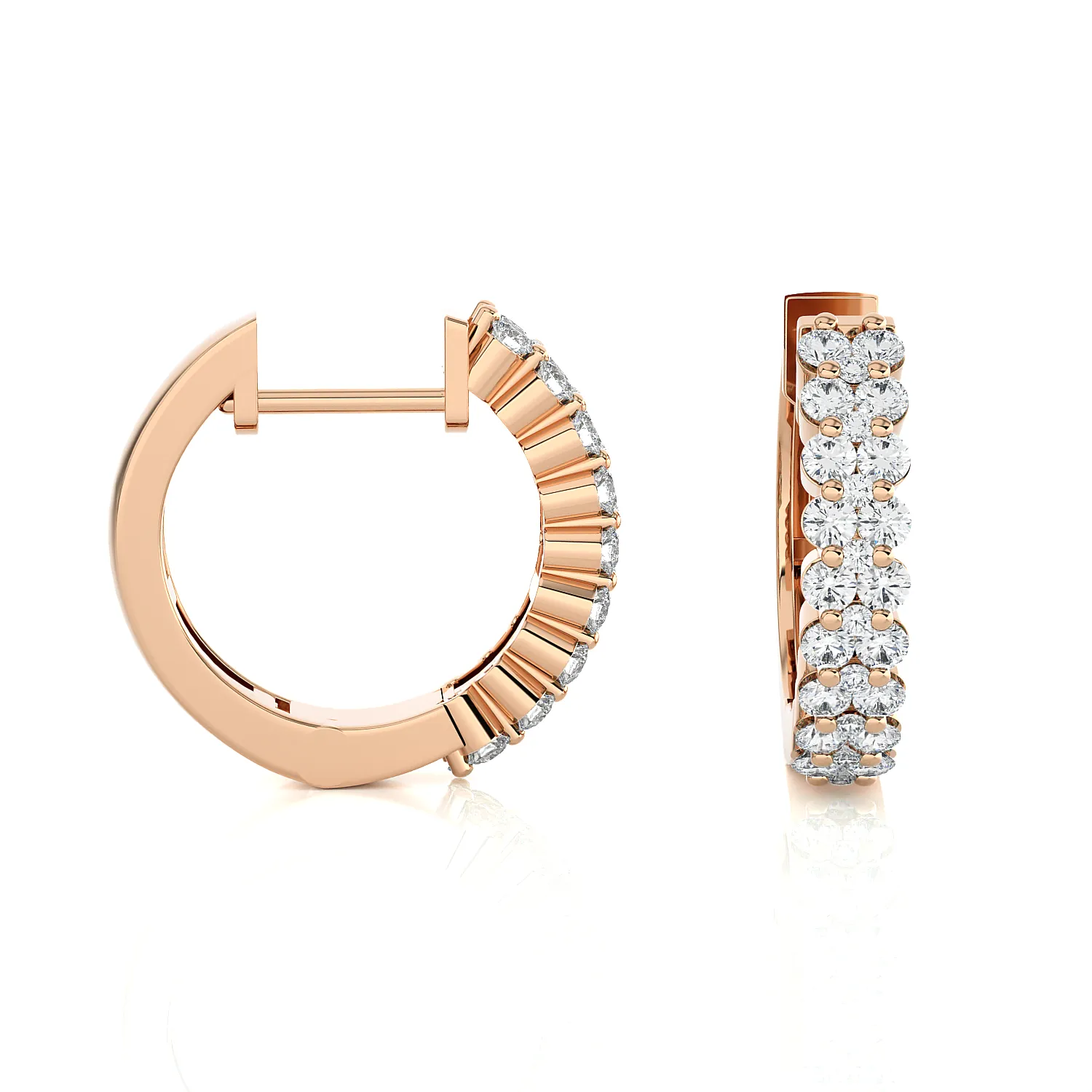3/4 ctw Round Lab Grown Diamond Huggie Hoop Earrings