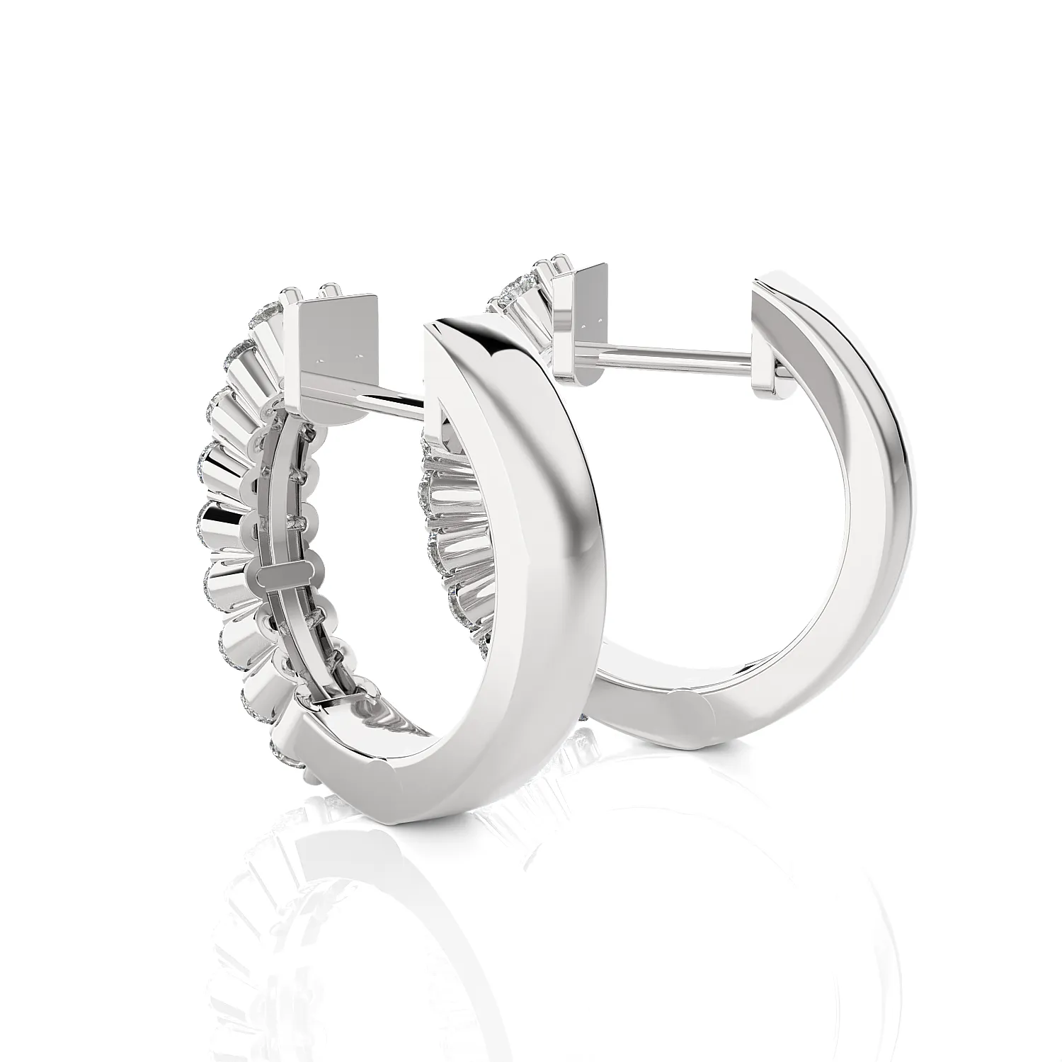 3/4 ctw Round Lab Grown Diamond Huggie Hoop Earrings