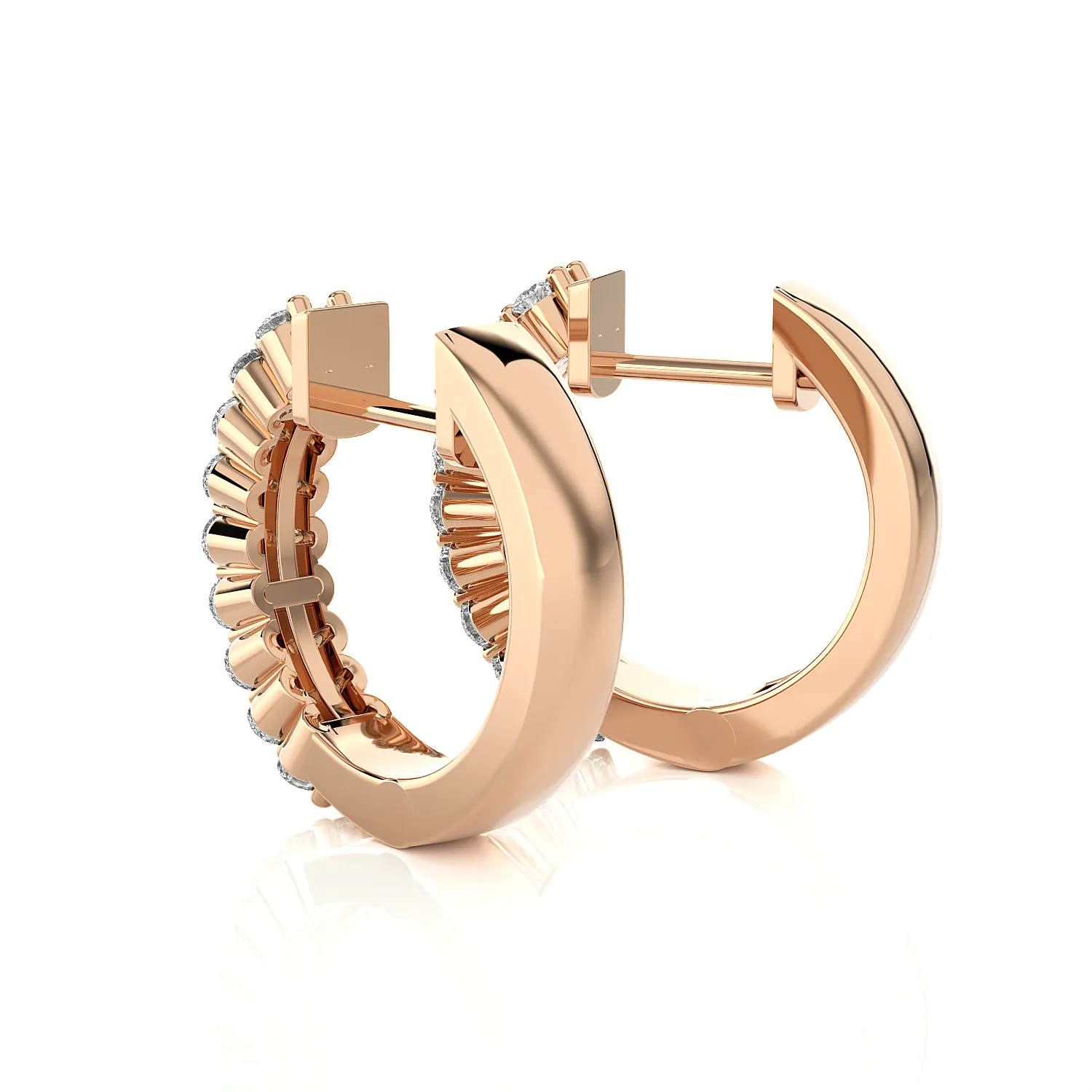 3/4 ctw Round Lab Grown Diamond Huggie Hoop Earrings